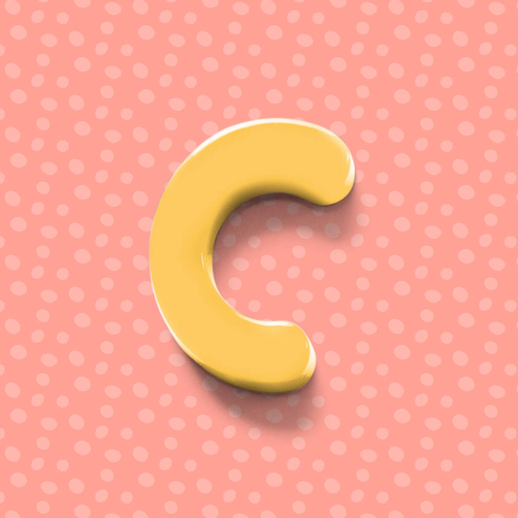 1030x1030 Download Cute Yellow 3D Letter C Wallpaper, Phone