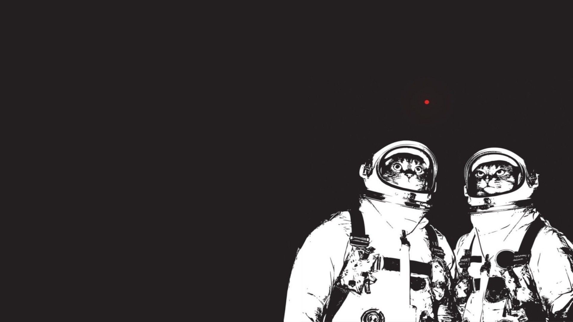 1920x1080 Wallpaper, illustration, cat, minimalism, cartoon, astronaut, kittens, space suit, brand, Astronauta, black and white, monochrome photography, Desktop