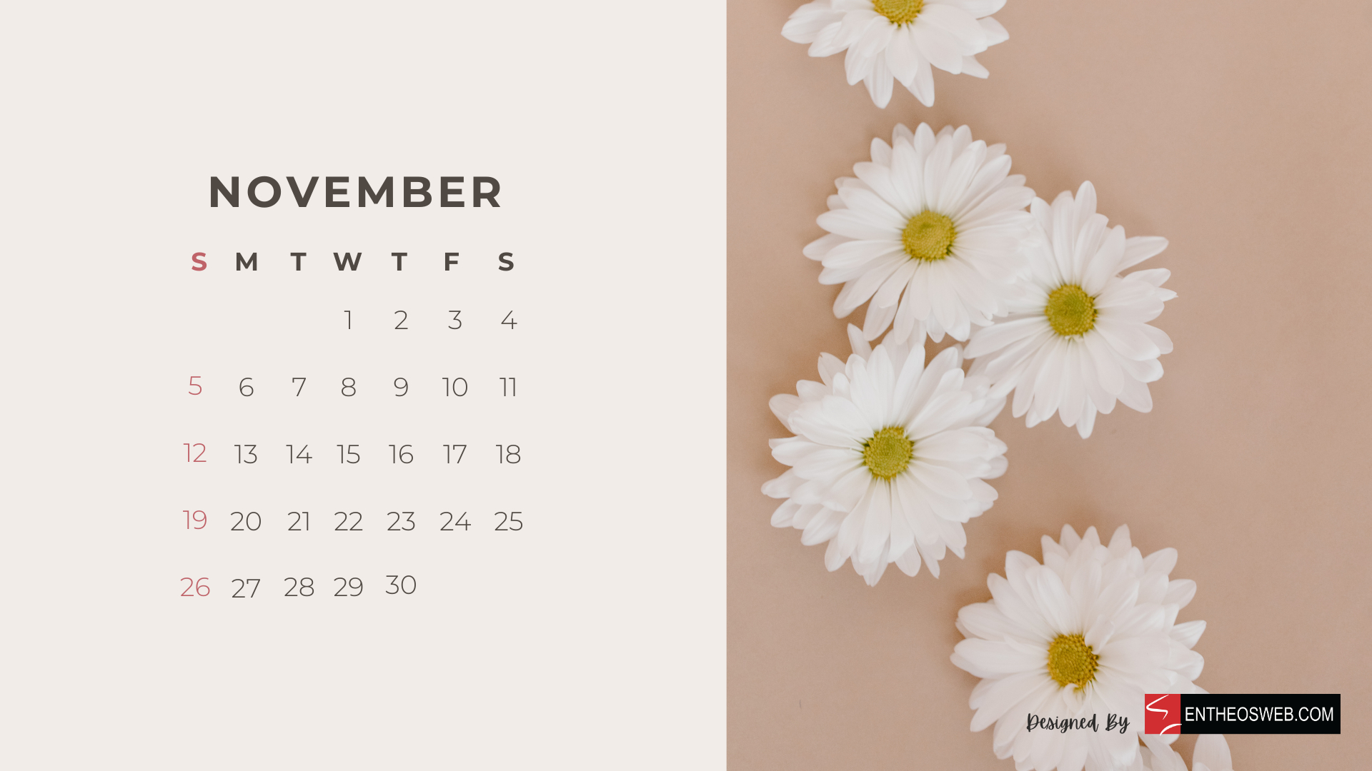 1920x1080 Beautiful Flowers 2023 Monthly Calendar for Desktop Wallpaper and Print, Desktop