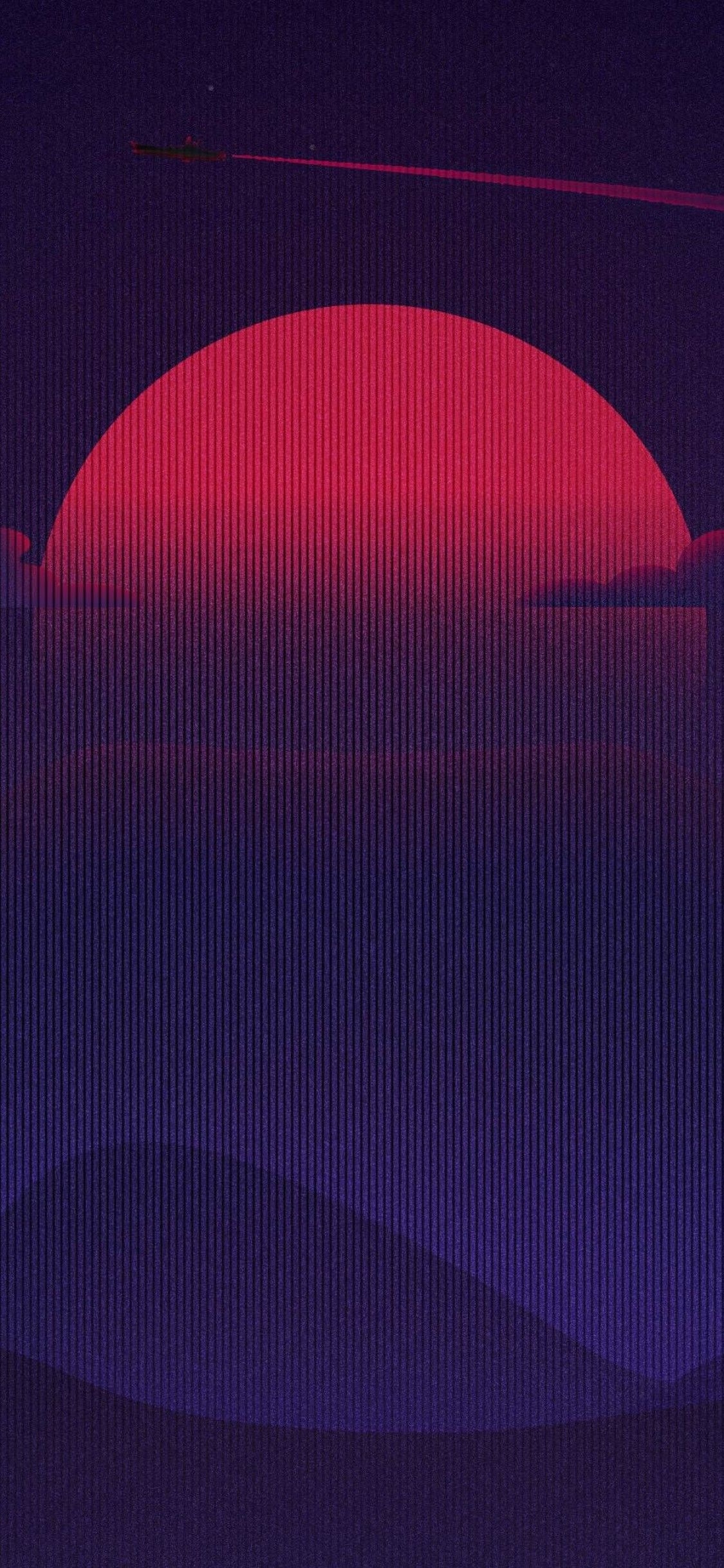 1130x2440 Download  Synthwave, Mountain, Clouds, Retrowave, Phone