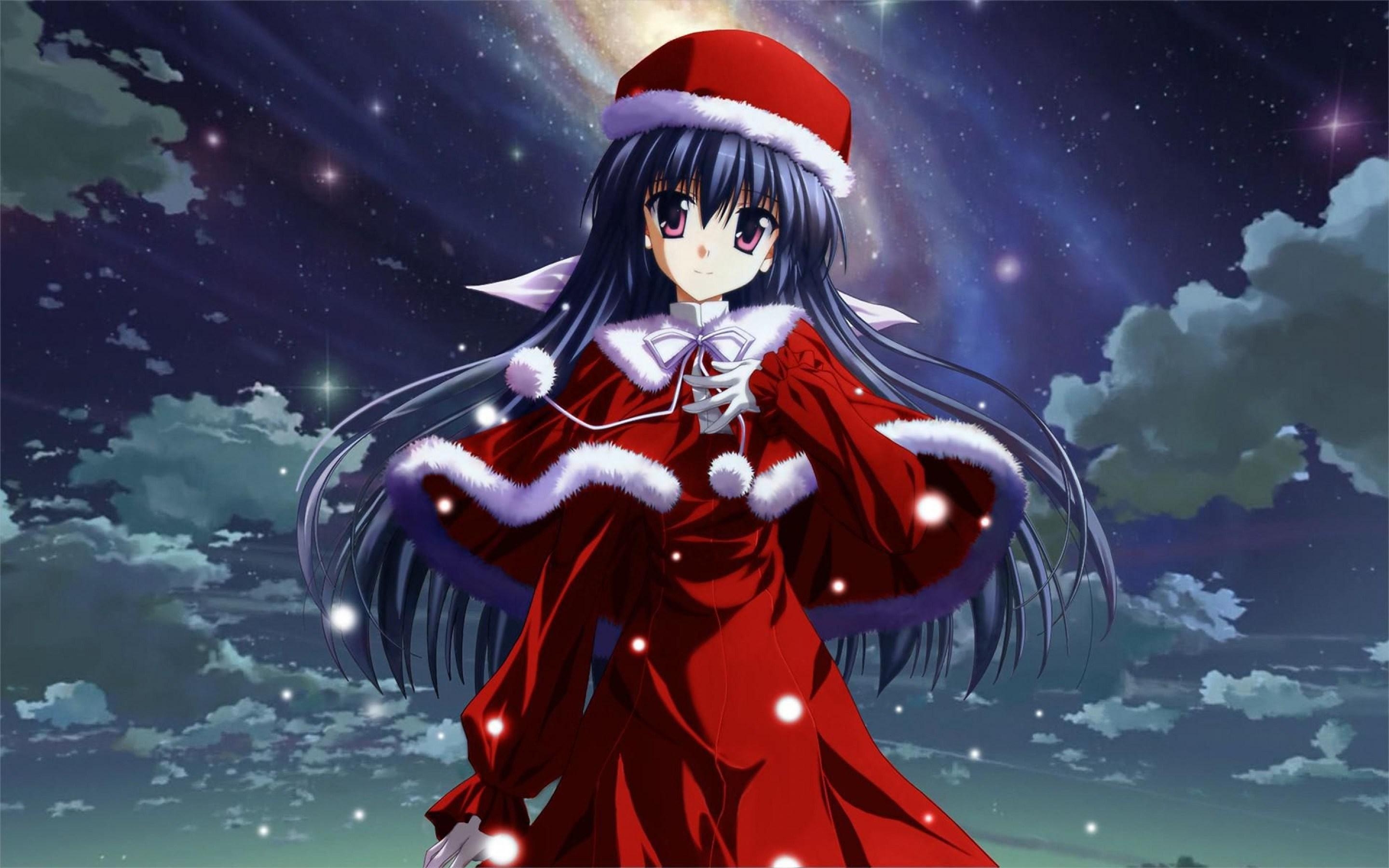 2880x1800 Merry Christmas Cute Anime Image Red Cute Anime Girl Wallpaper & Background Download, Desktop