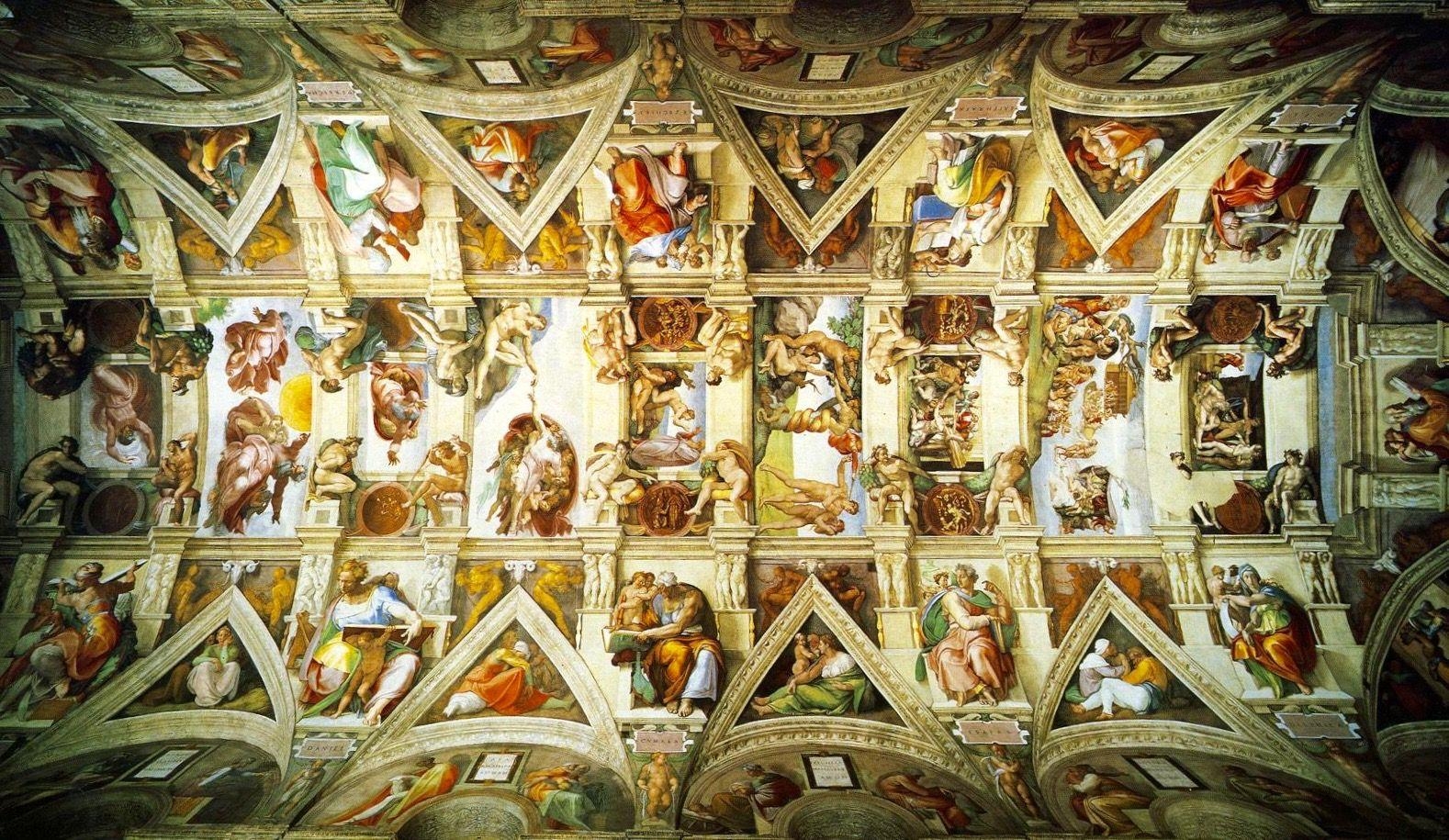 1580x920 Sistine Chapel Ceiling by Michelangelo wallpaper 3. Catholic, Desktop