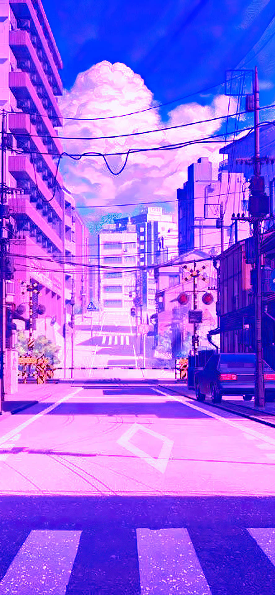 890x1920 Download Japanese Aesthetic IPhone Purple Themed Street Wallpaper, Phone