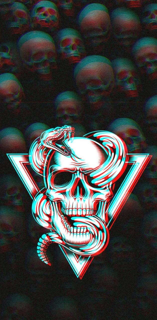 630x1280 Trippy skull wallpaper, Phone