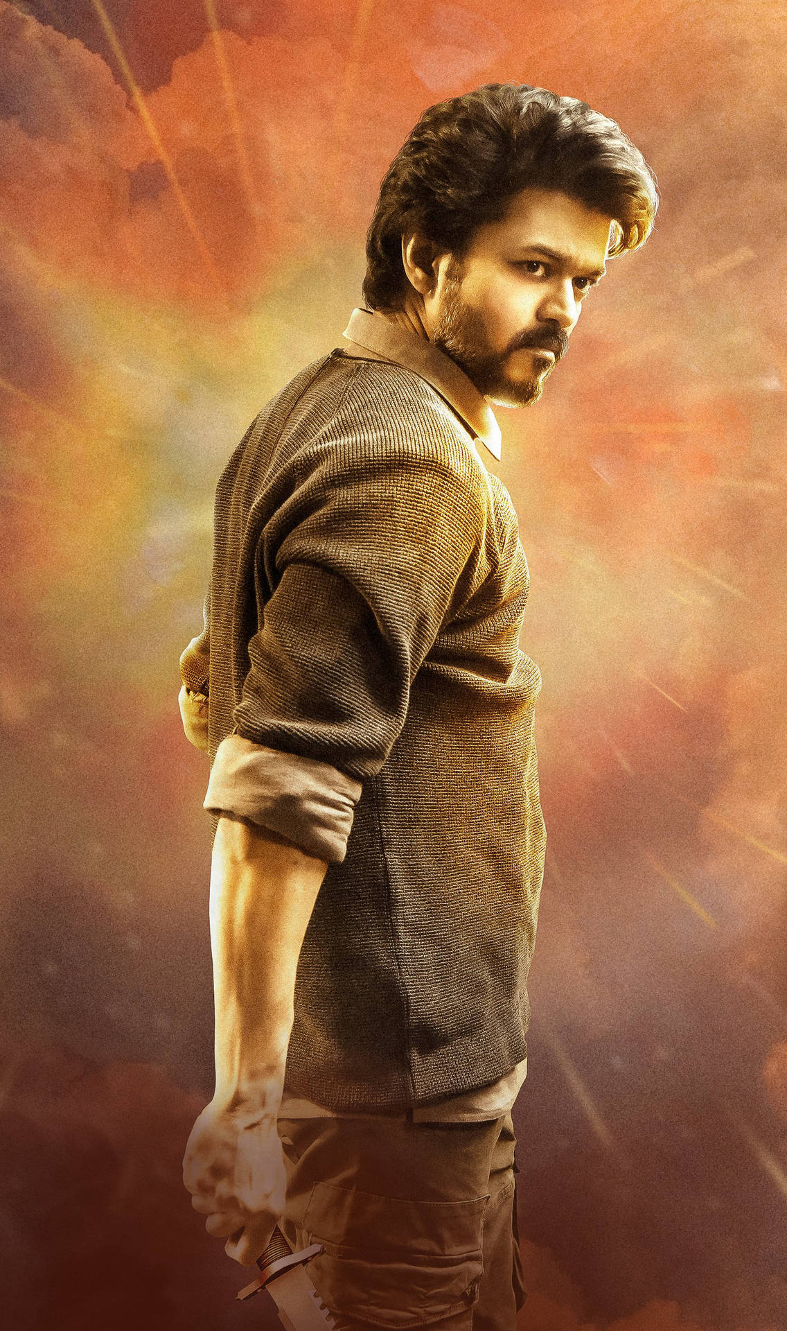 1140x1920 Download Beast Vijay Holding Knife Wallpaper, Phone