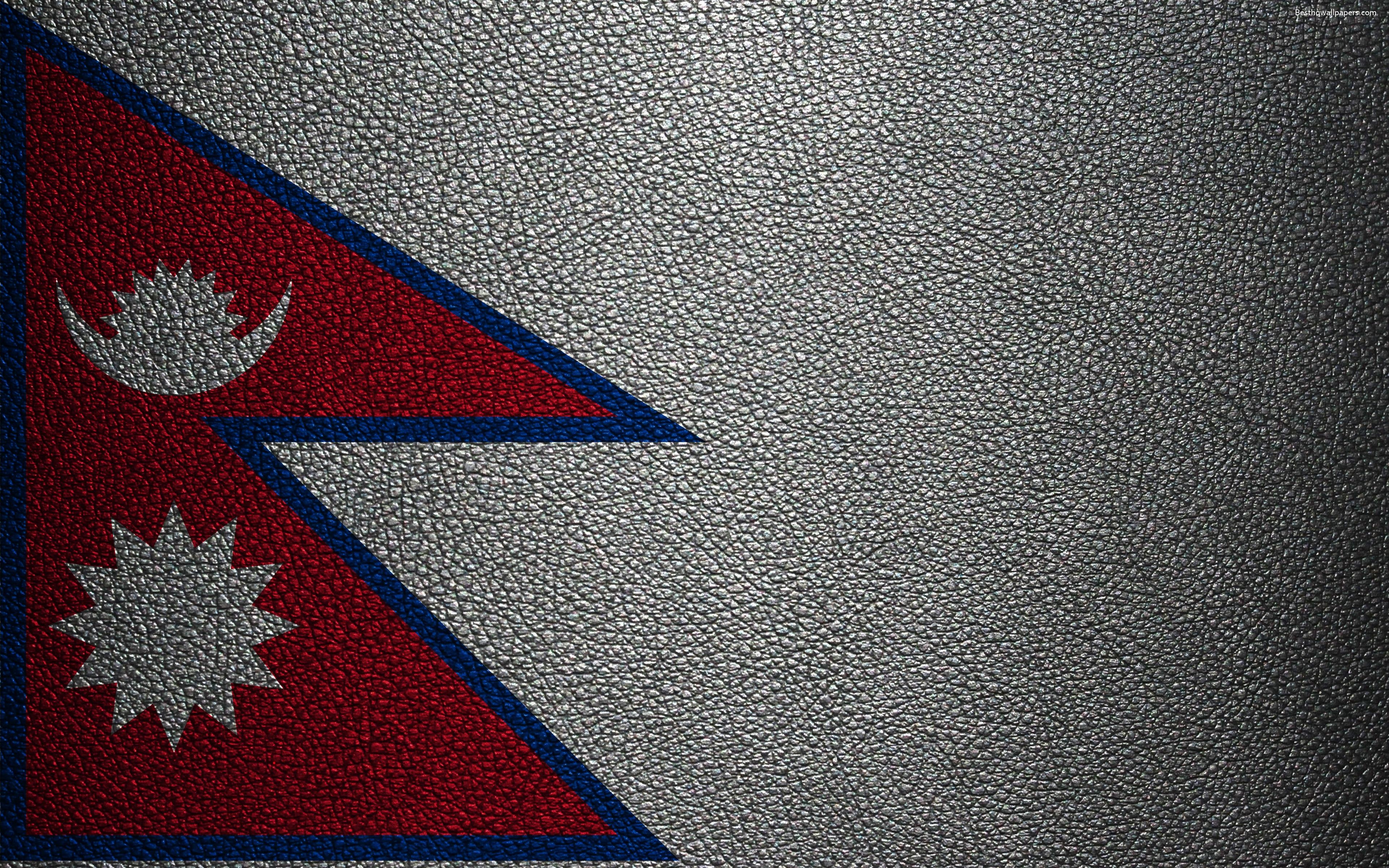 3840x2400 Download wallpaper Flag of Nepal, 4k, leather texture, Nepalese, Desktop