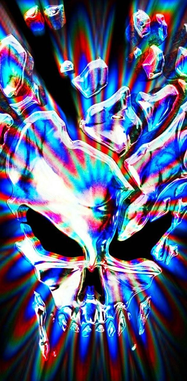 630x1280 Trippy Skull wallpaper, Phone