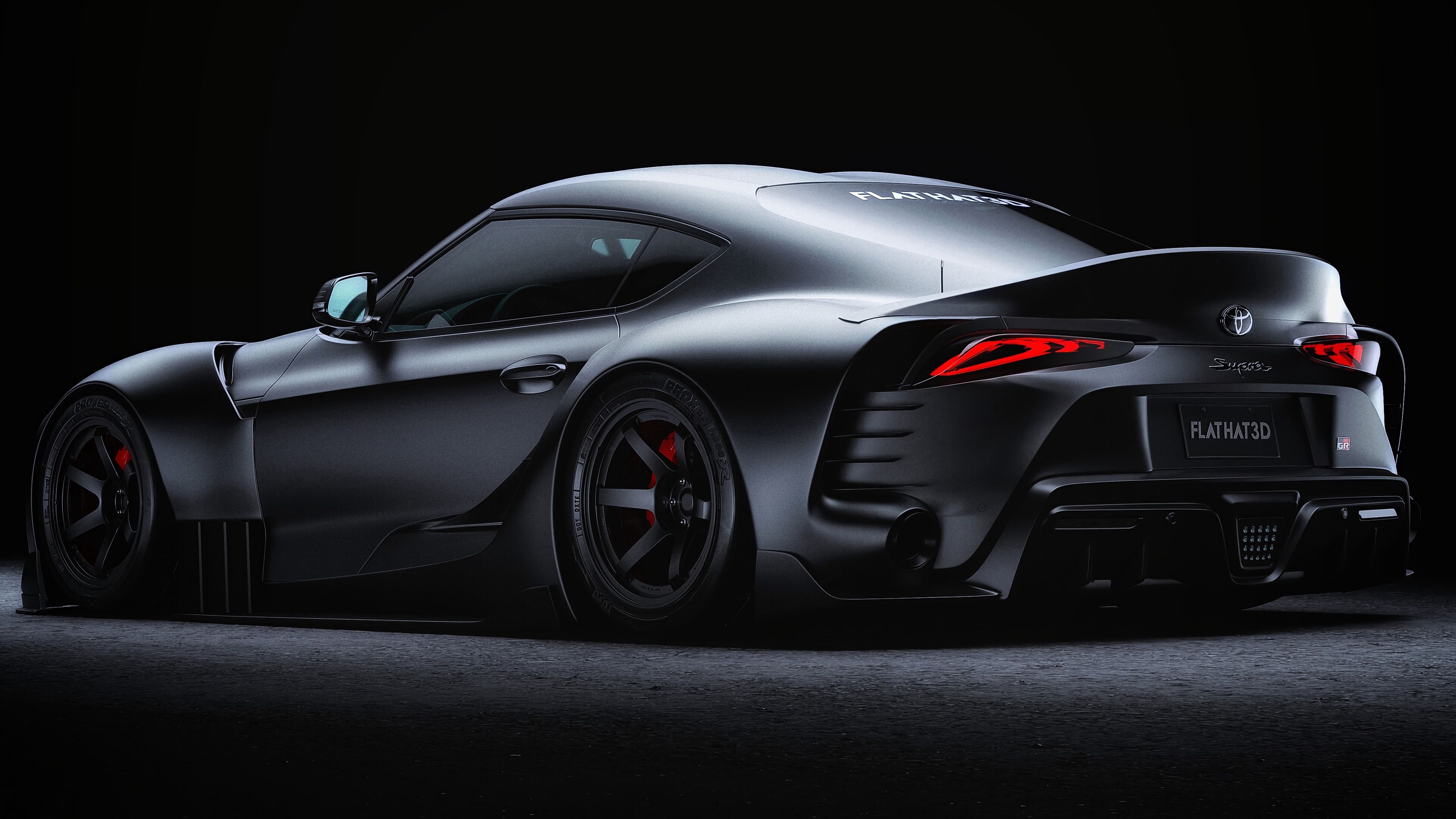 3840x2160 Wallpaper / toyota supra, toyota, sportscar, gray, side view, night, dark, 4k free download, Desktop