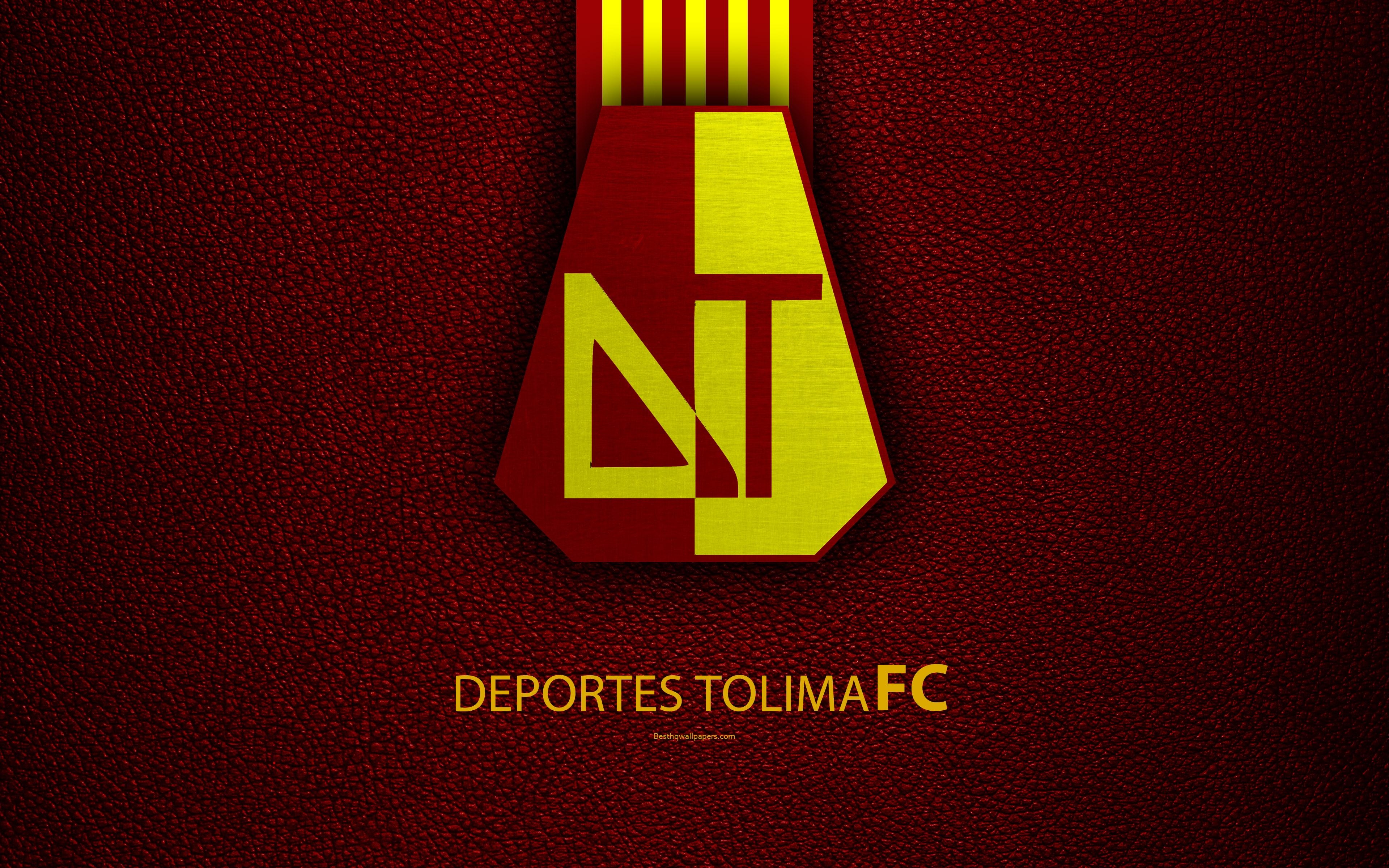 3840x2400 Download wallpaper Club Deportes Tolima, 4k, leather texture, logo, Desktop