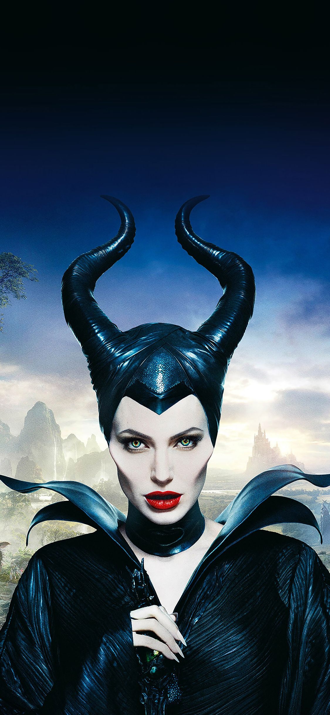 1130x2440 angelina jolie maleficent poster disney face, Phone