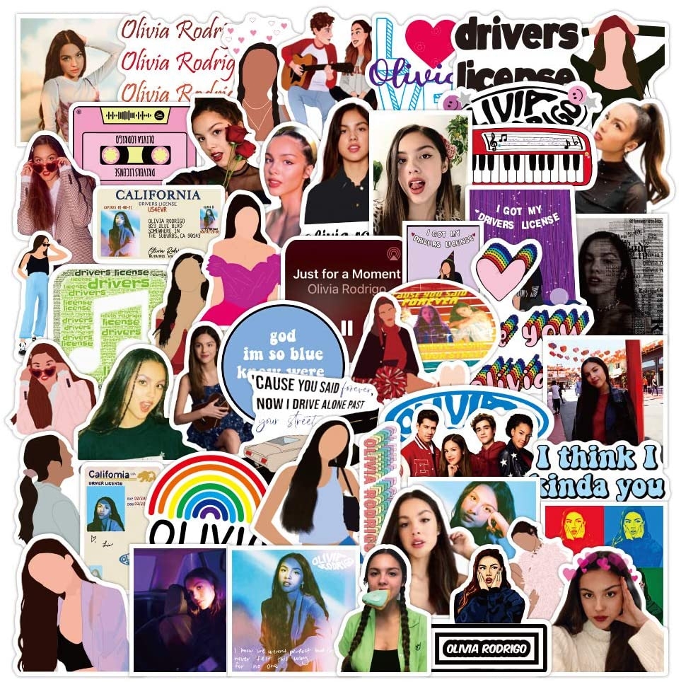 970x970 Singer Olivia Rodrigo Stickers Pack of 50pcs Vinyl Waterproof Stickers for Water Bottles Laptops Computers Phone Cases Guitars Decoration, Toys & Games, Phone