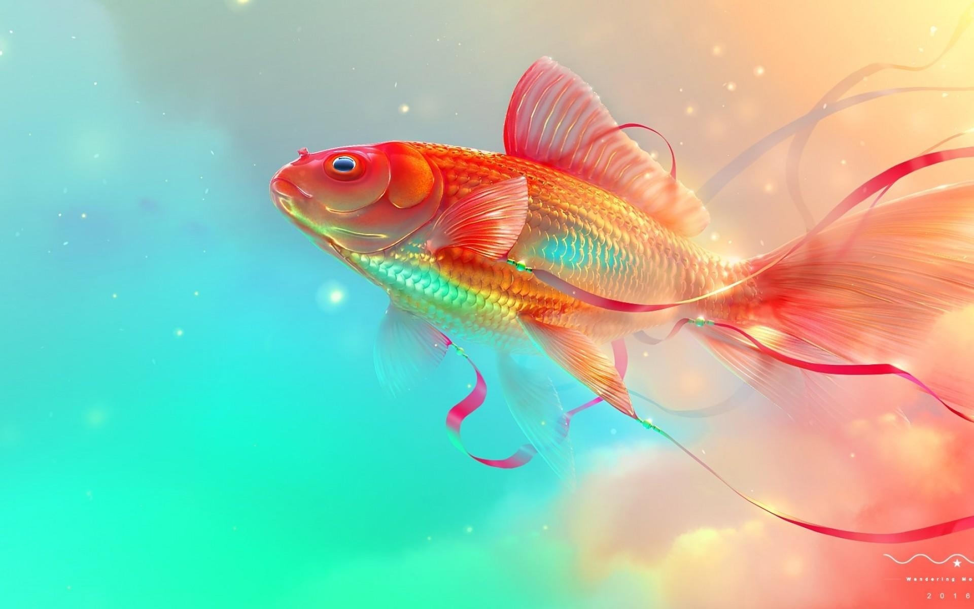 1920x1200 Download  Goldfish, Digital Art, Underwater Wallpaper, Desktop