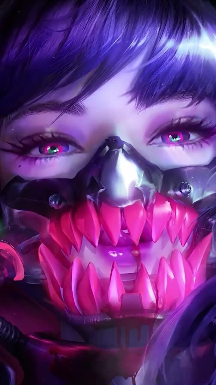 720x1280 Android & iOS iphone Mobile Cyber Neon Mask Girl Live Wallpaper, Phone