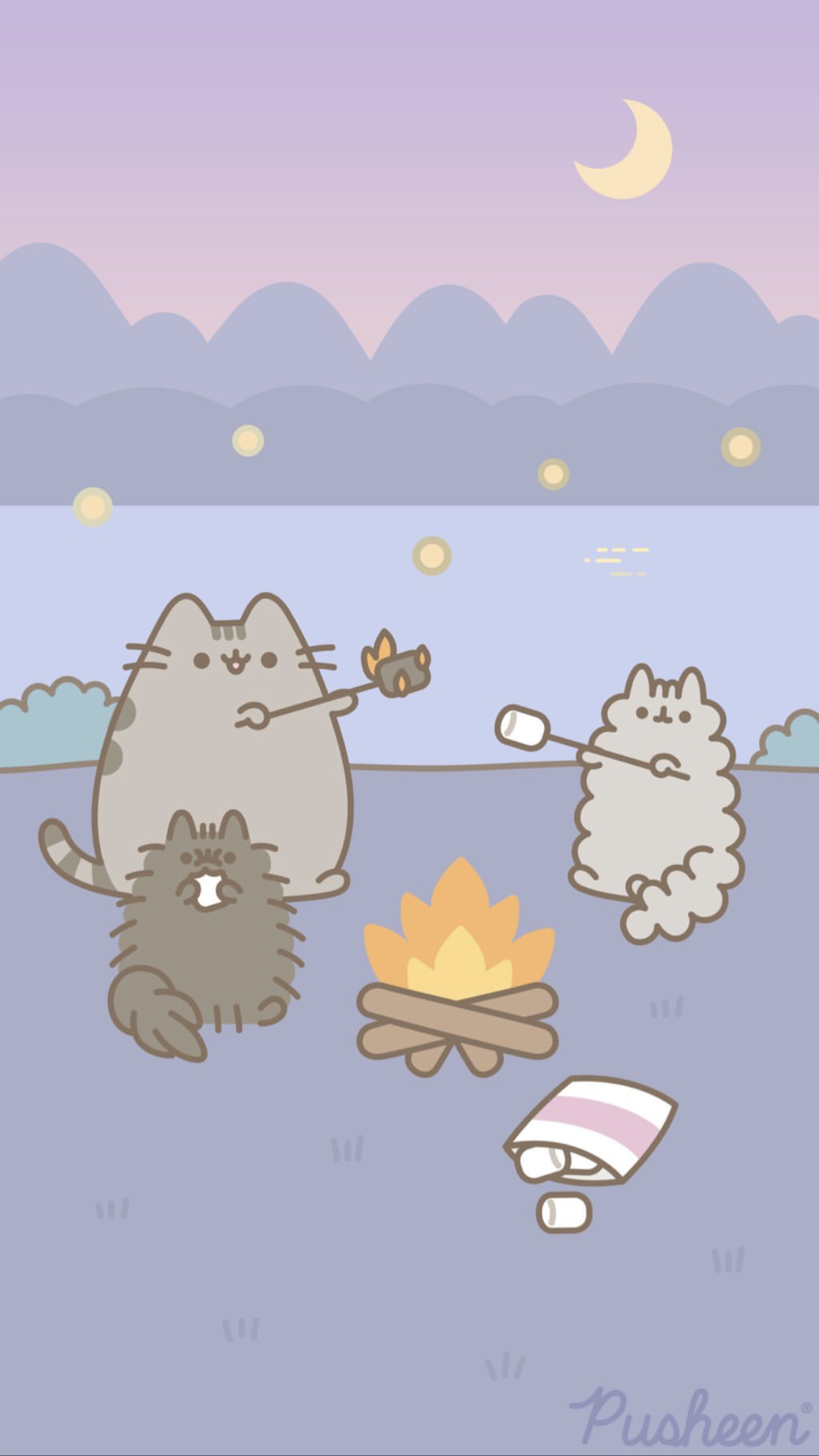 1250x2210 Pusheen the cat iphone wallpaper camping summer, Phone