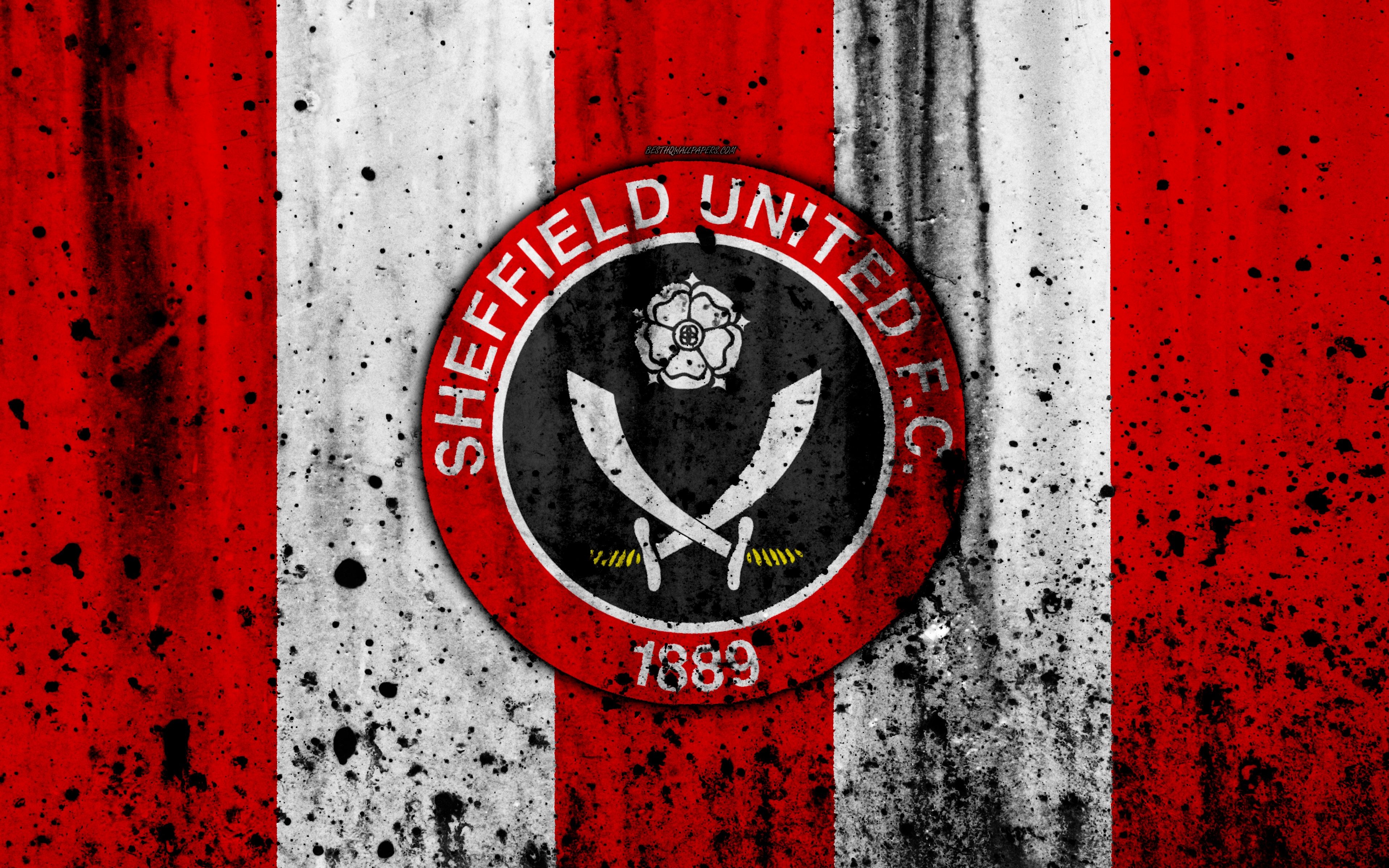 3840x2400 Download wallpaper 4k, FC Sheffield United, grunge, EFL, Desktop