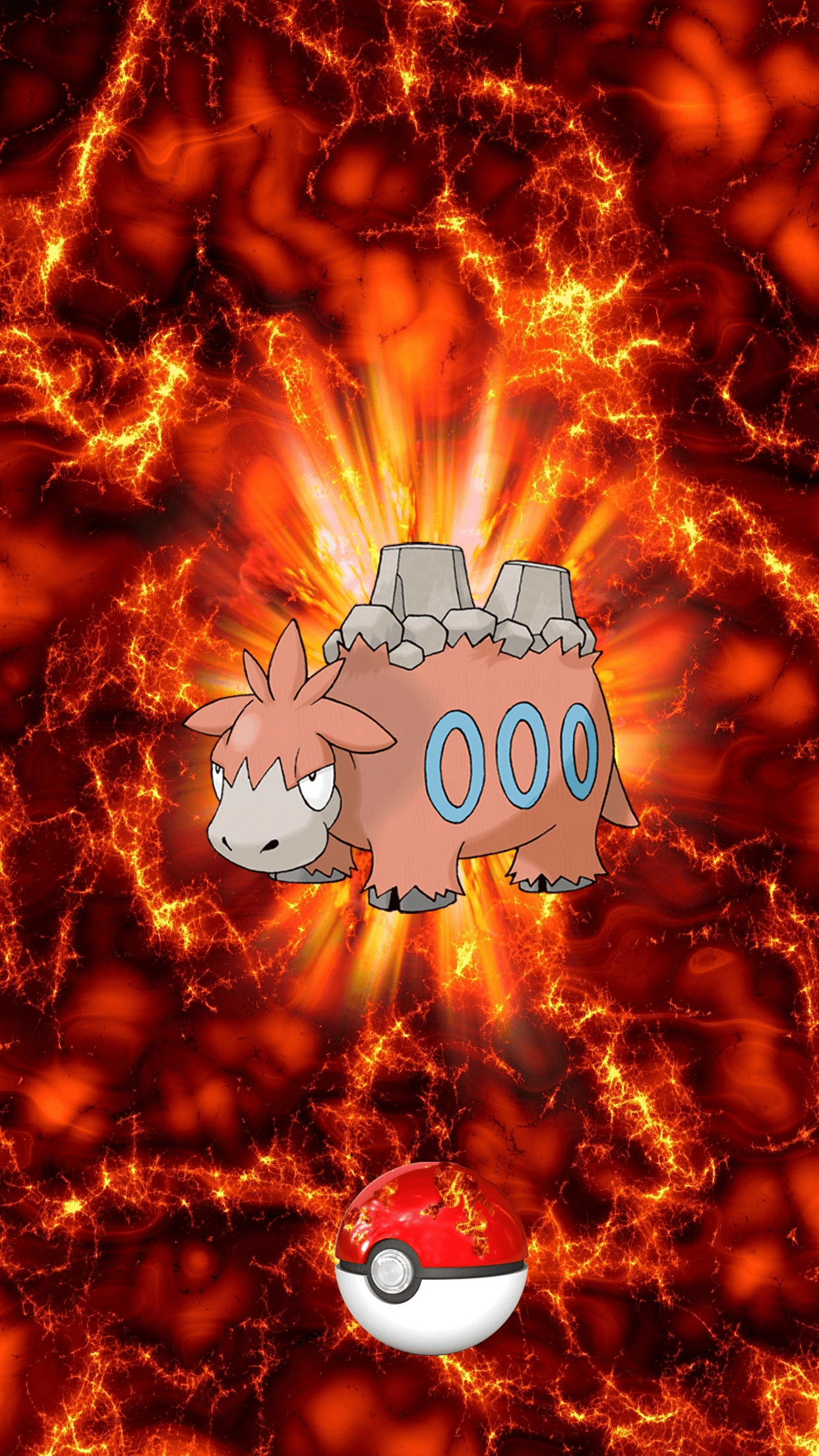 1250x2210 Fire Pokeball Camerupt Bakuuda 17 Numel, Phone