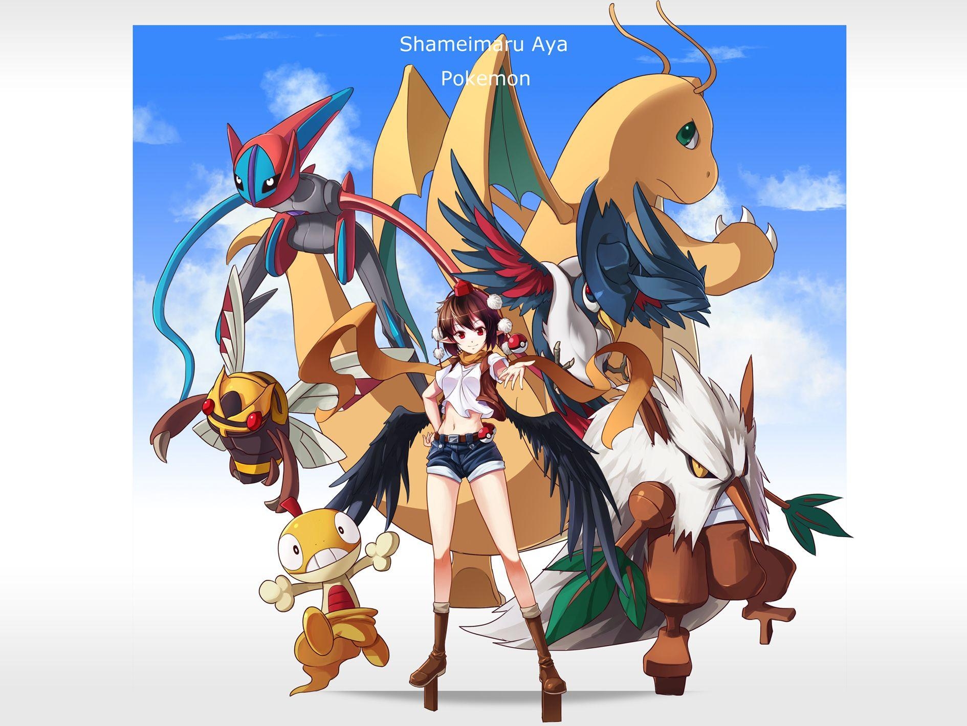 1890x1420 Pokemon crossover deoxys dragonite honchkrow ninjask pokemon scrafty, Desktop