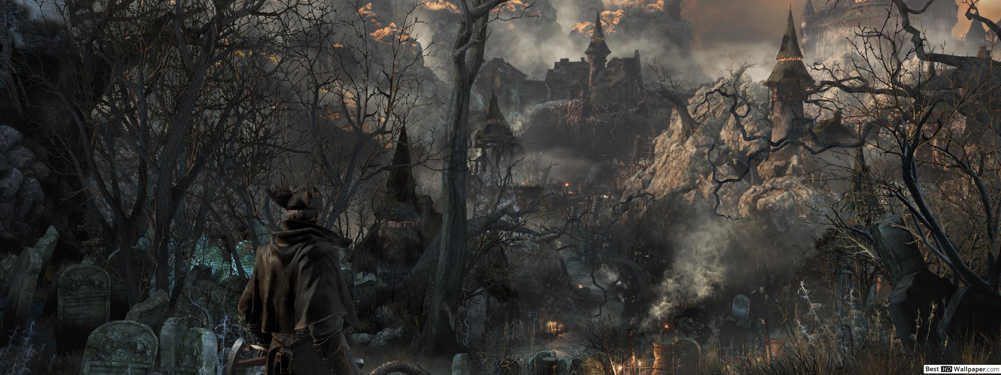 3360x1260 Bloodborne HD wallpaper download, Dual Screen