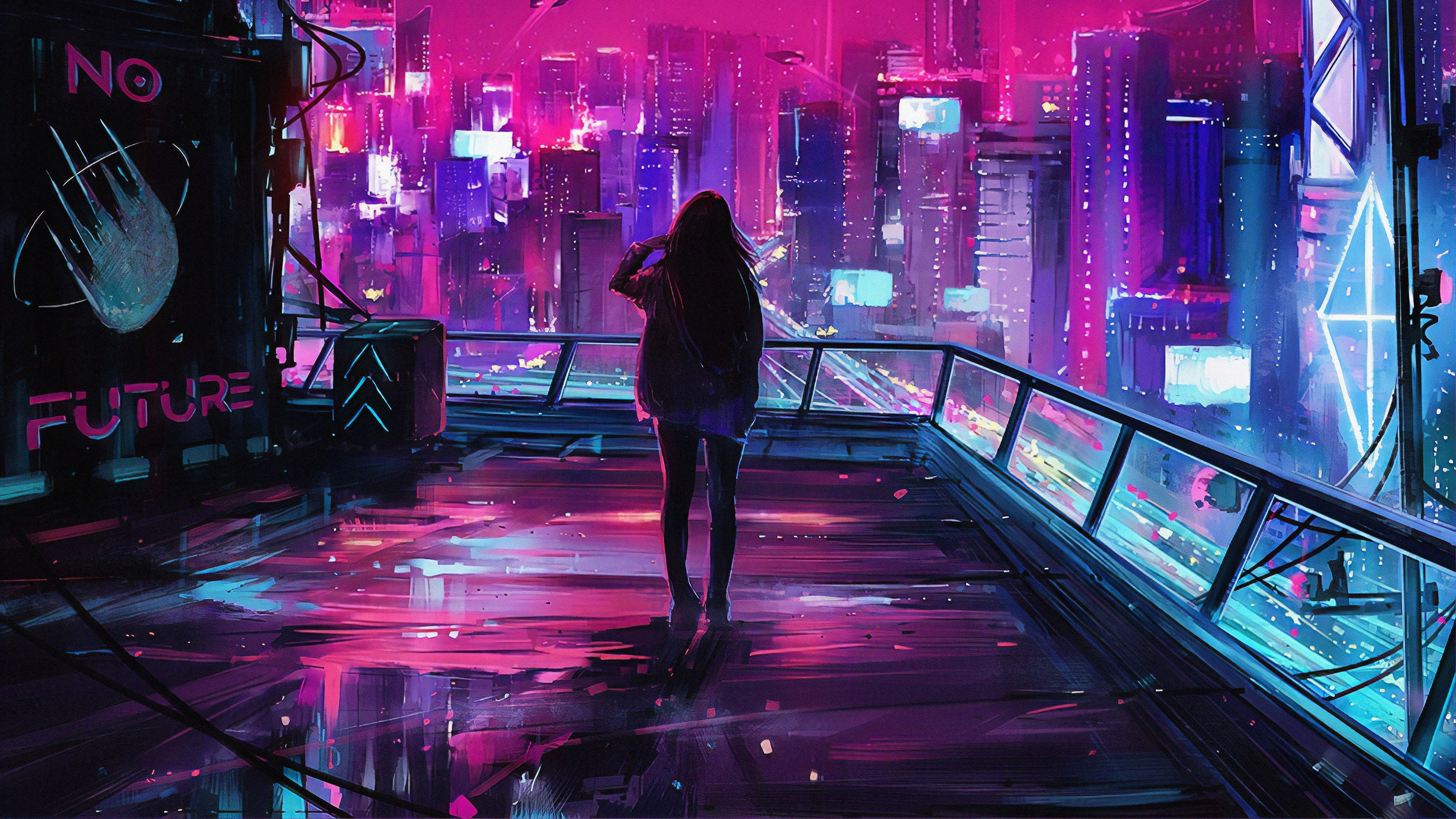 3840x2160 Cyberpunk Cityscape HD Wallpaper and Background, Desktop