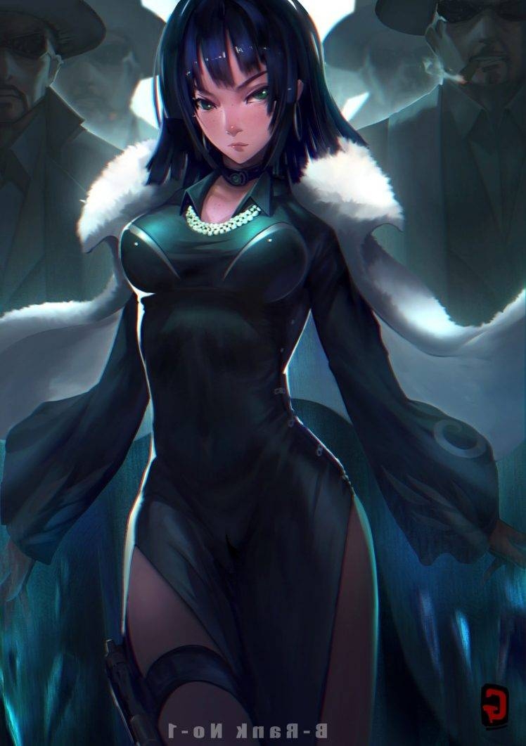 750x1070 boobs, Short Hair, Legs, Dress, Violet Hair, Necklace, Pearl Necklace, Pistol, One Punch Man, Fubuki Wallpaper HD / Desktop and Mobile Background, Phone