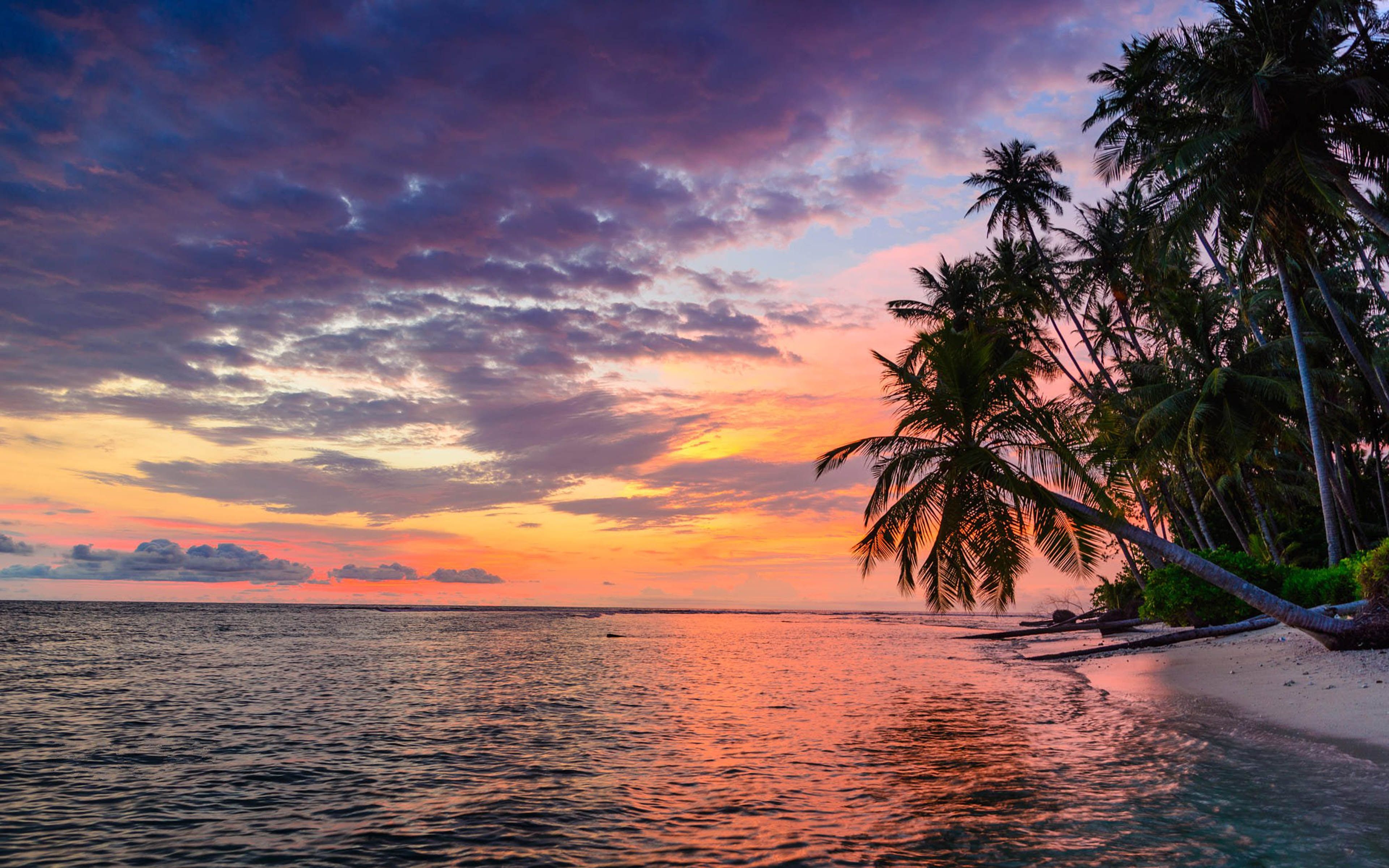 3840x2400 Indonesia Banyak Islands Sumatra Tropical Desert Beach Sunset Sky Sea Palm Trees Photo Landscape 4k Ultra HD Wallpaper For Desktop Laptop, Wallpaper13.com, Desktop