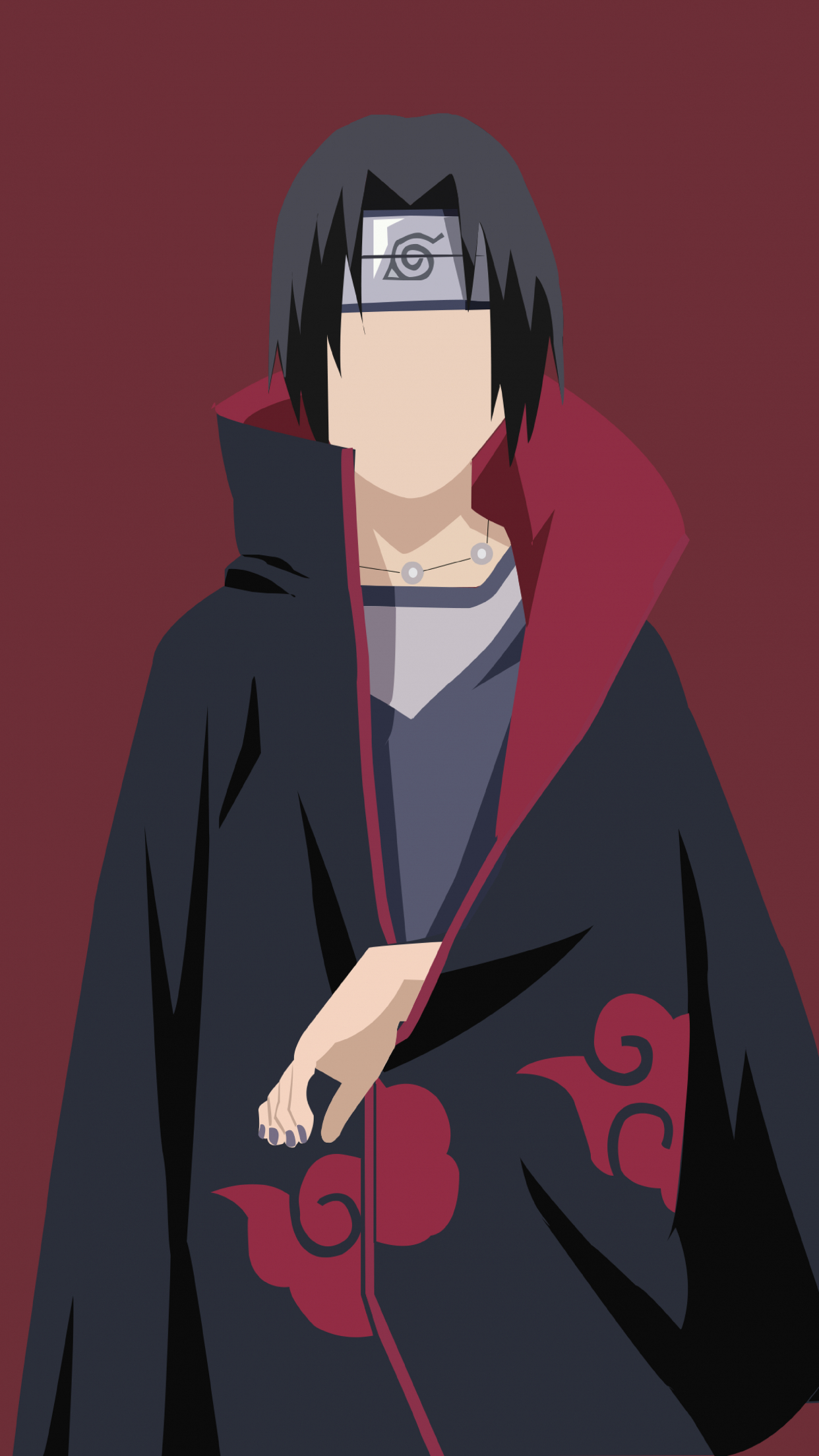 1250x2210 Itachi Uchiha Wallpaper 4K, Faceless, Naruto, Minimal art, 5K, Phone