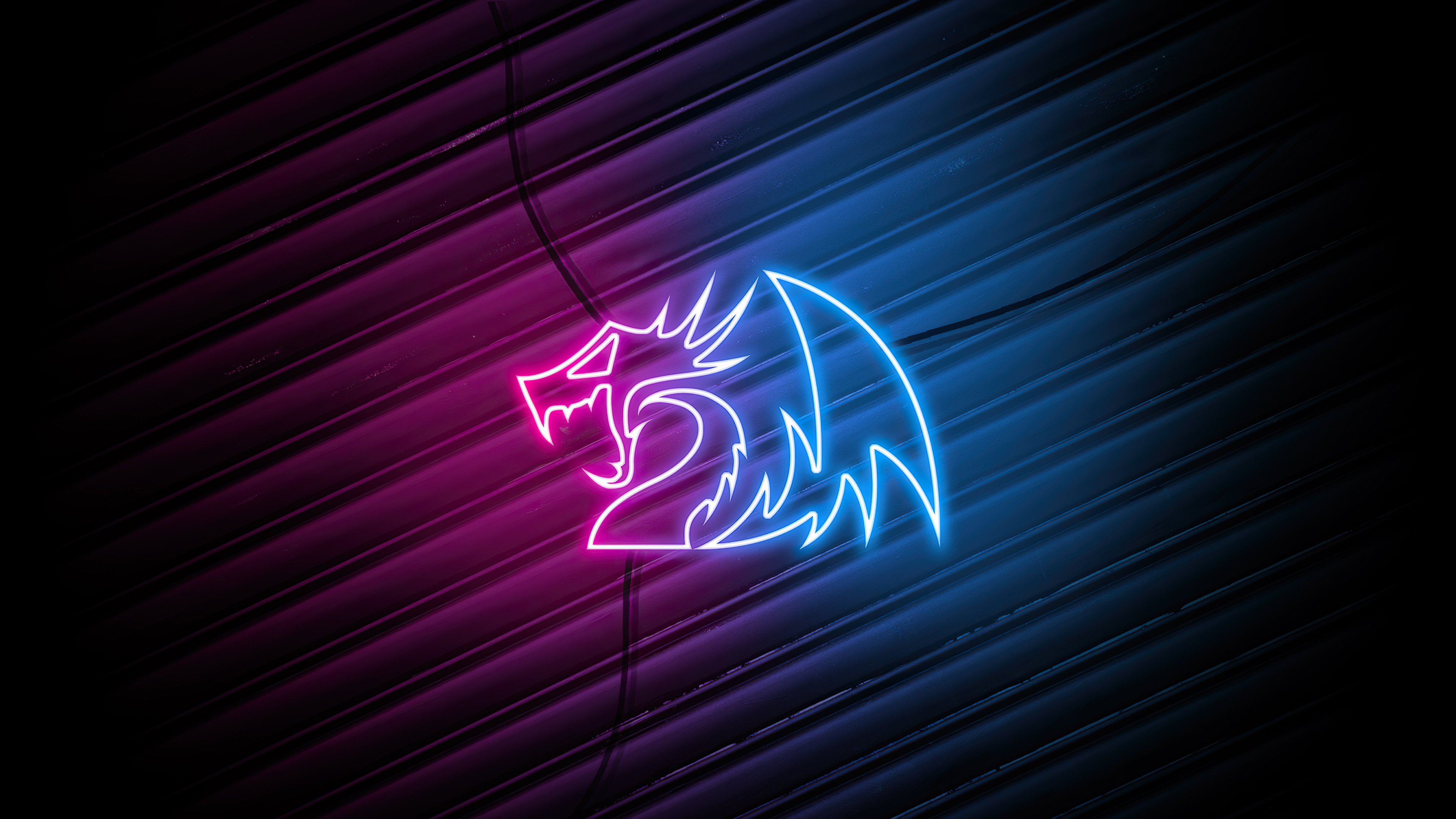 3840x2160 Wallpaper 4k Red Blue neon Dragon Logo 4k Wallpaper, Desktop