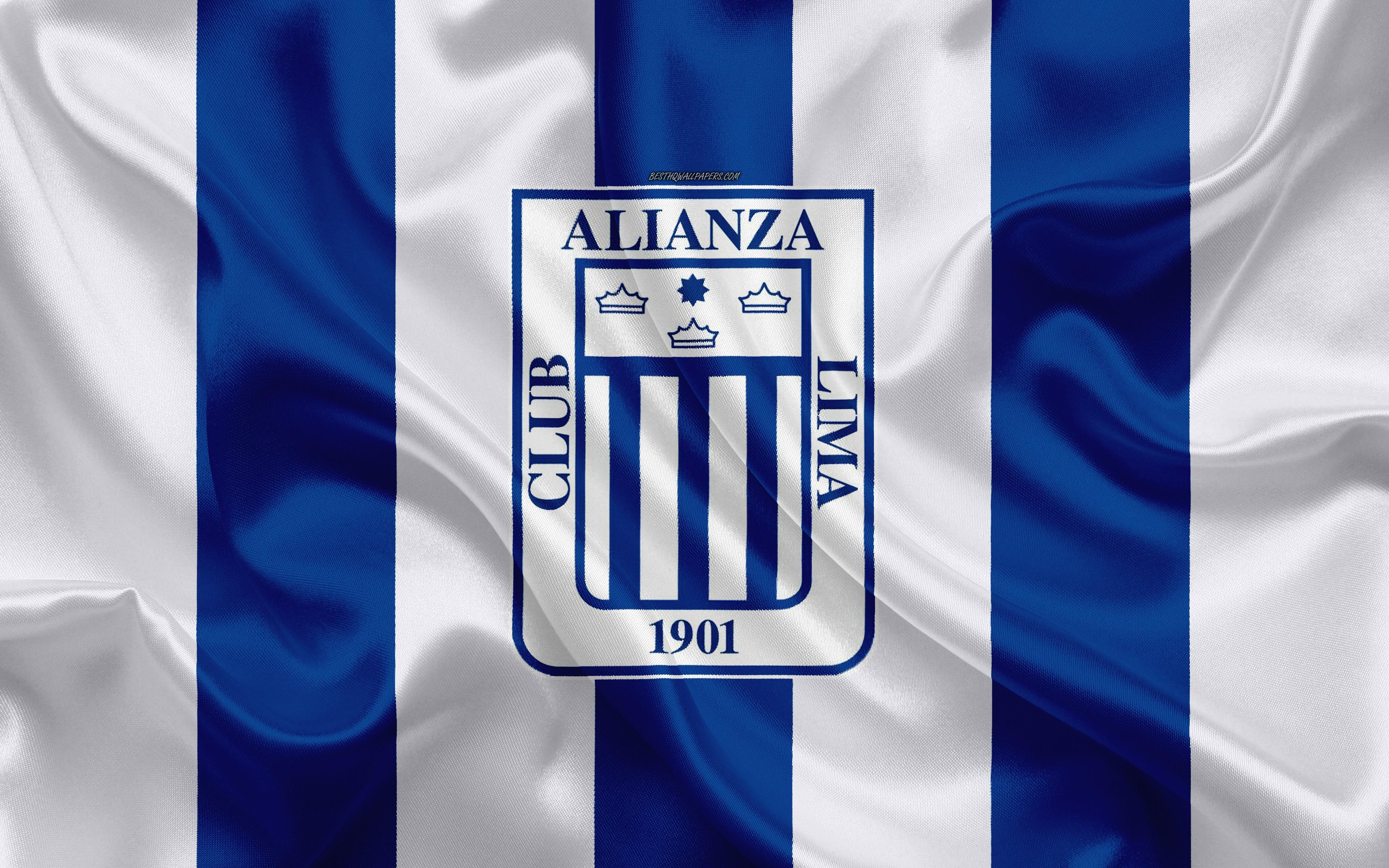 3840x2400 Download wallpaper Club Alianza Lima, 4k, logo, silk texture, Desktop