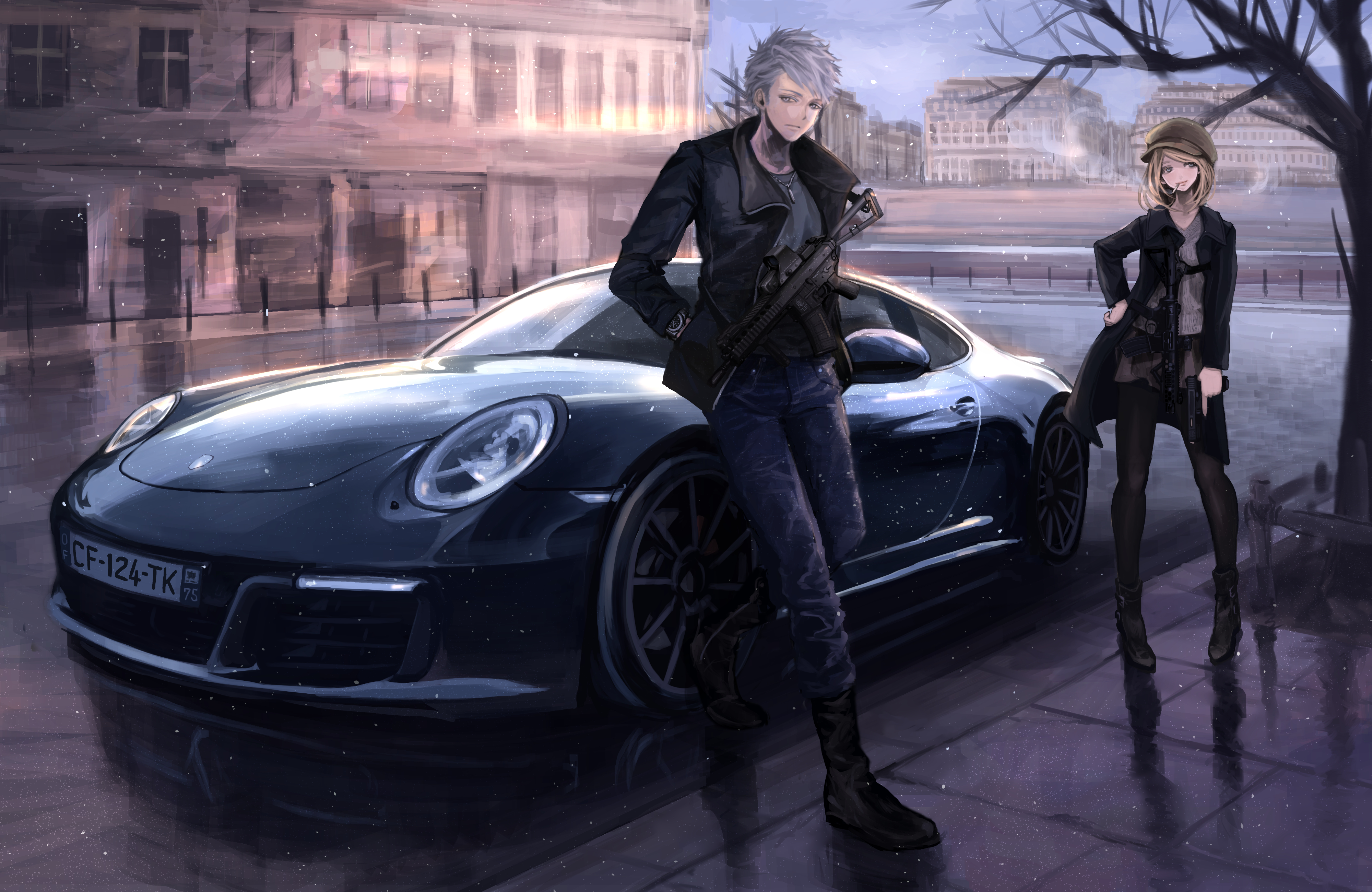 4000x2600 Title Anime Original Original Boy Girl Short Guy With Car HD Wallpaper, Desktop