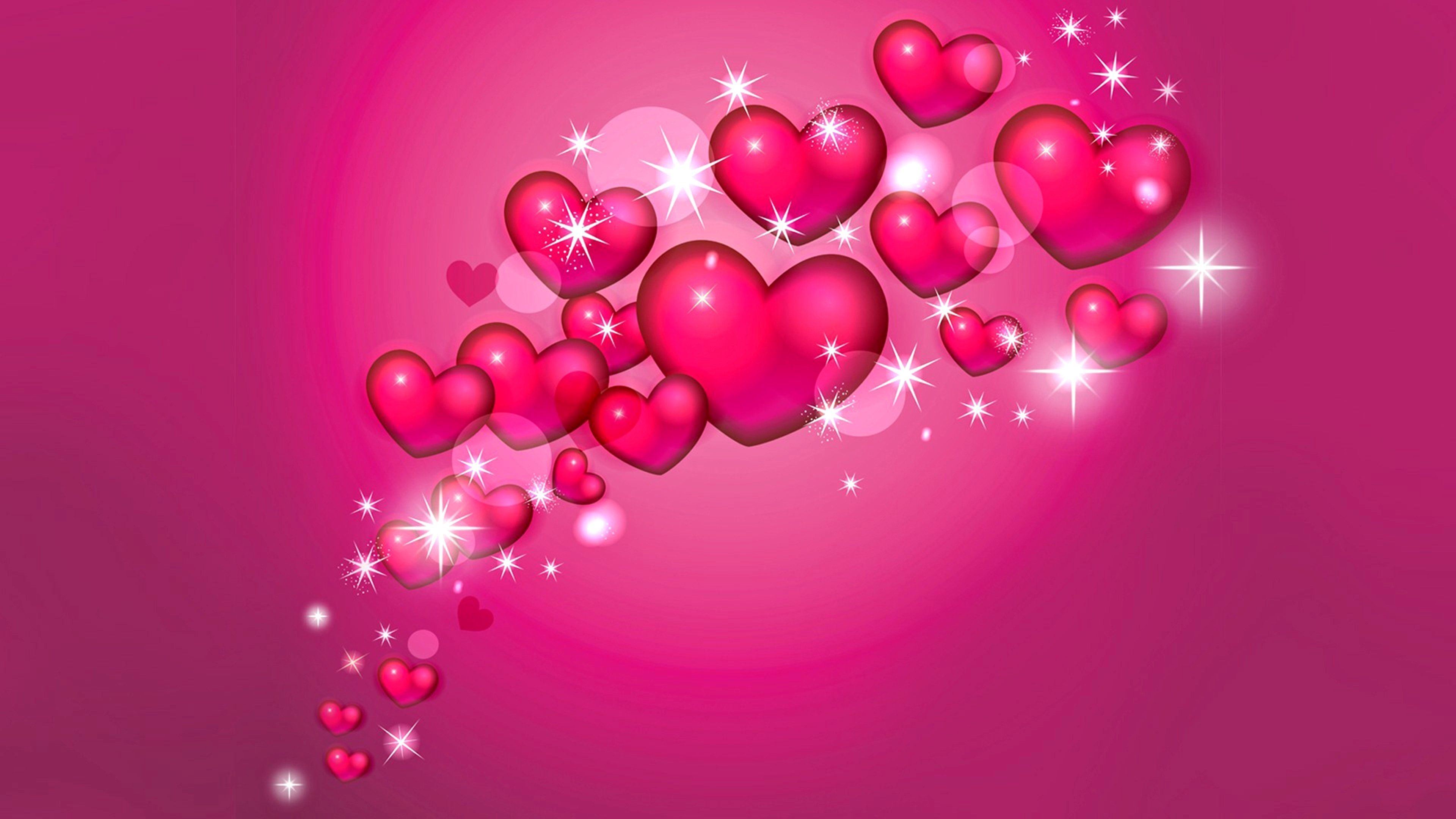 3840x2160 Pink Heart Desktop Wallpaper Free Pink Heart Desktop Background, Desktop