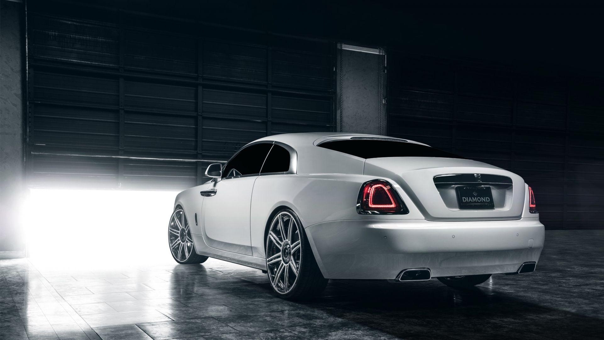 1920x1080 Download Wallpaper  Rolls royce, Wraith, White, Rear view, Desktop