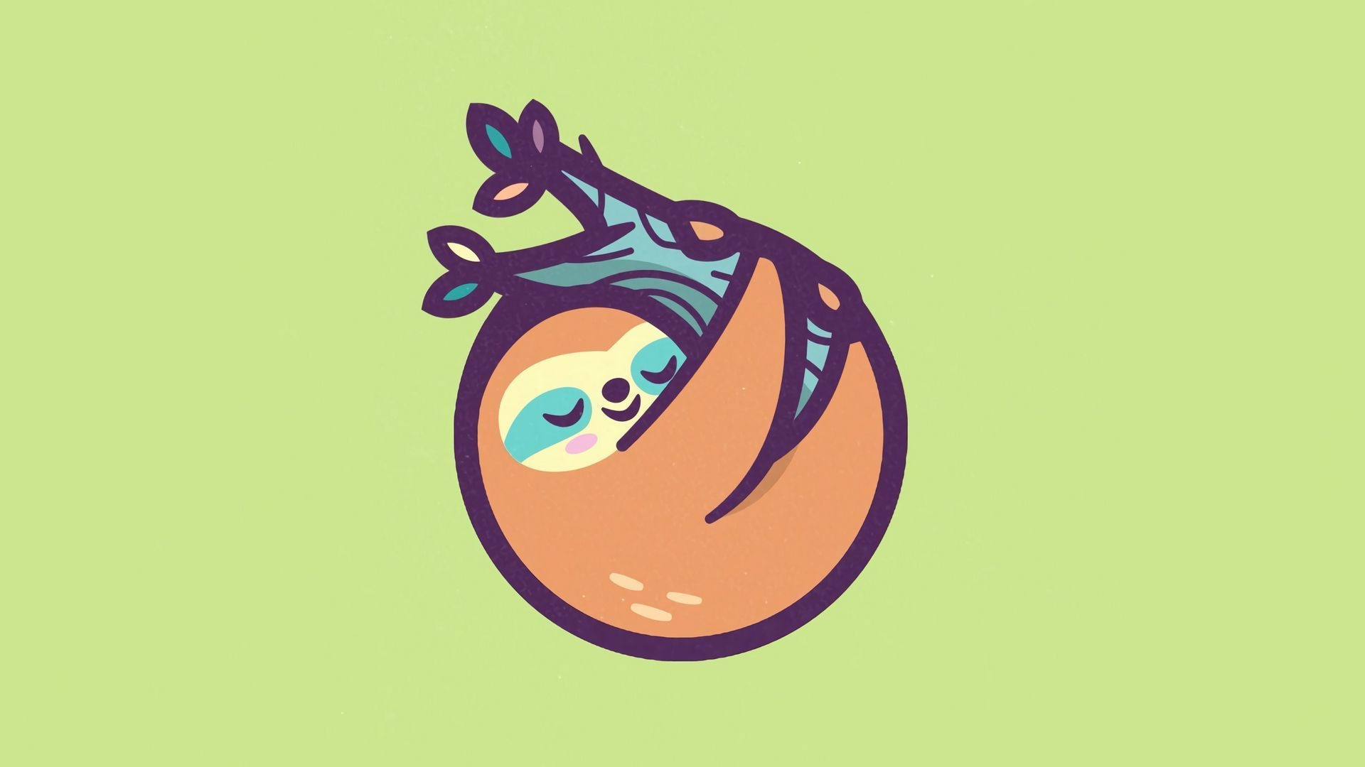 1920x1080 Wallpaper Sloth, Branch, Animal, Cute, Art, Vector Sloth Background HD Wallpaper, Desktop