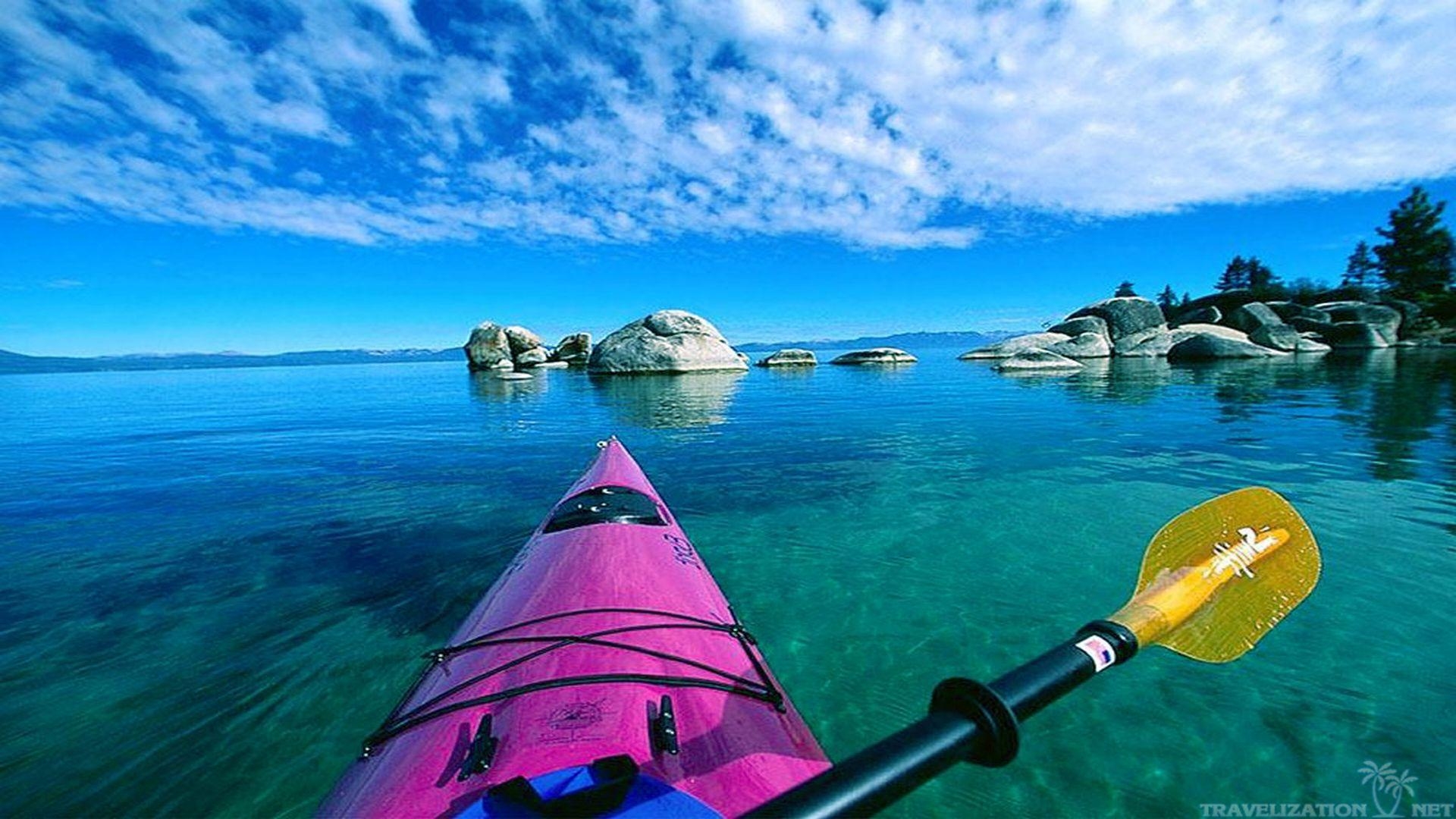 1920x1080 Happy kayakers rowing on a lake. high quality Graham Sexton. id, Desktop