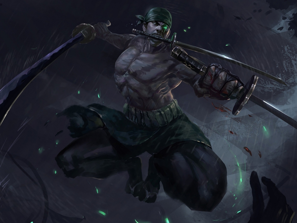 1030x770 Desktop wallpaper dark, artwork, warrior, one piece, zoro roronoa, HD image, picture, background, d79e22, Desktop