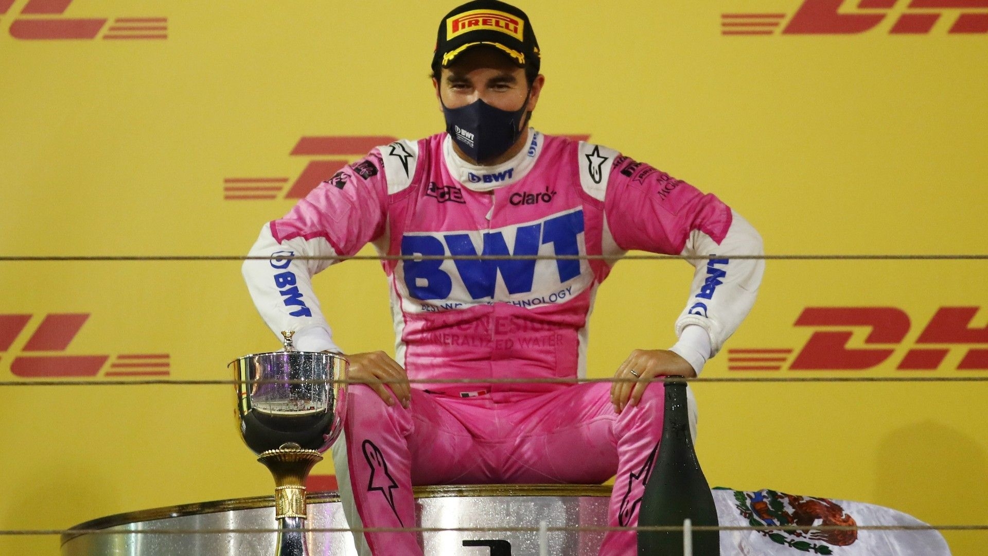 1920x1080 GP Sakhir F1 2020: Checo Pérez, primer mexicano en ganar en F1 en 50 años y primer latino desde Pastor Maldonado en 2012. MARCA Claro Usa, Desktop