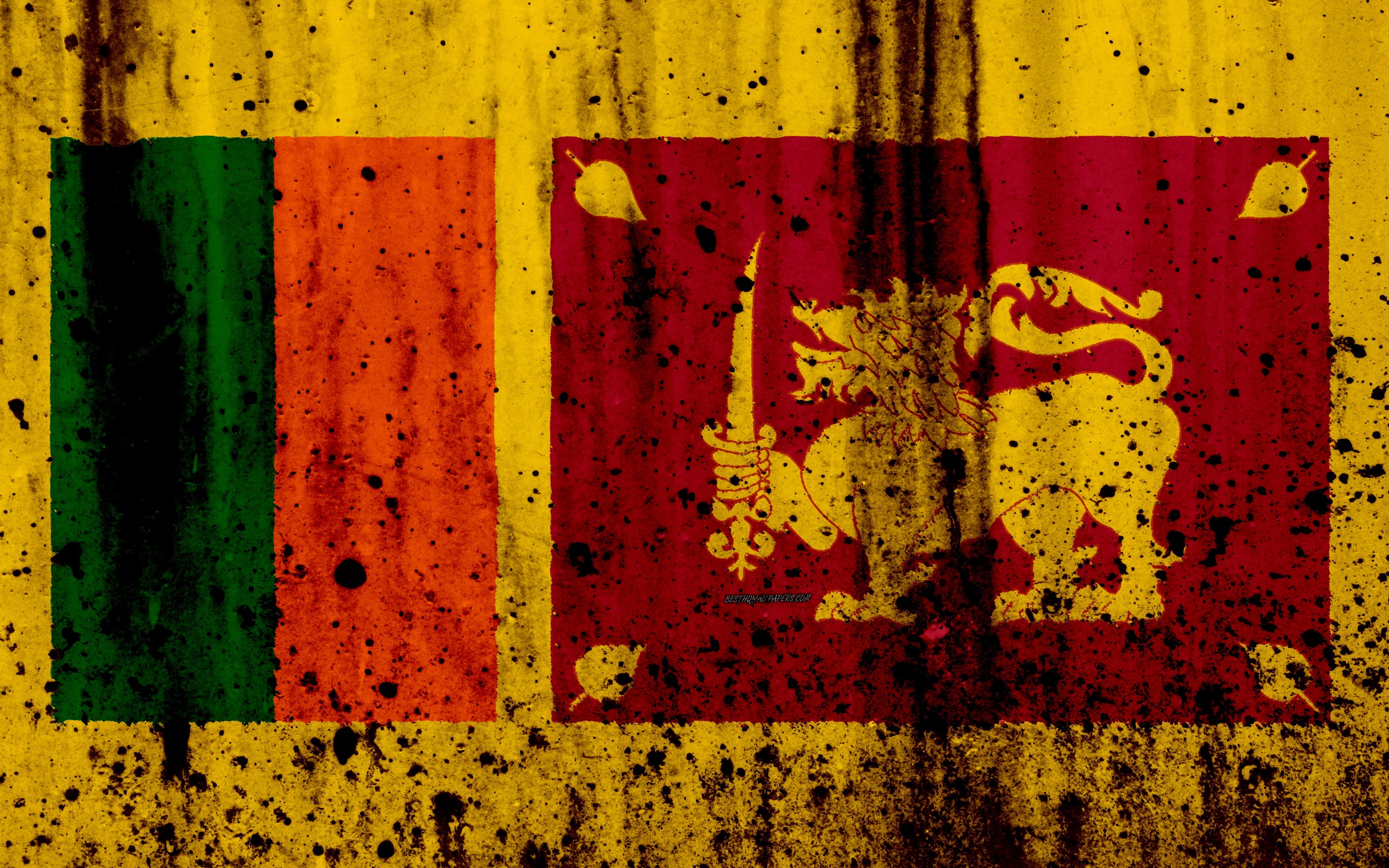 3840x2400 Download wallpaper Sri Lanka flag, 4k, grunge, flag of Sri Lanka, Desktop