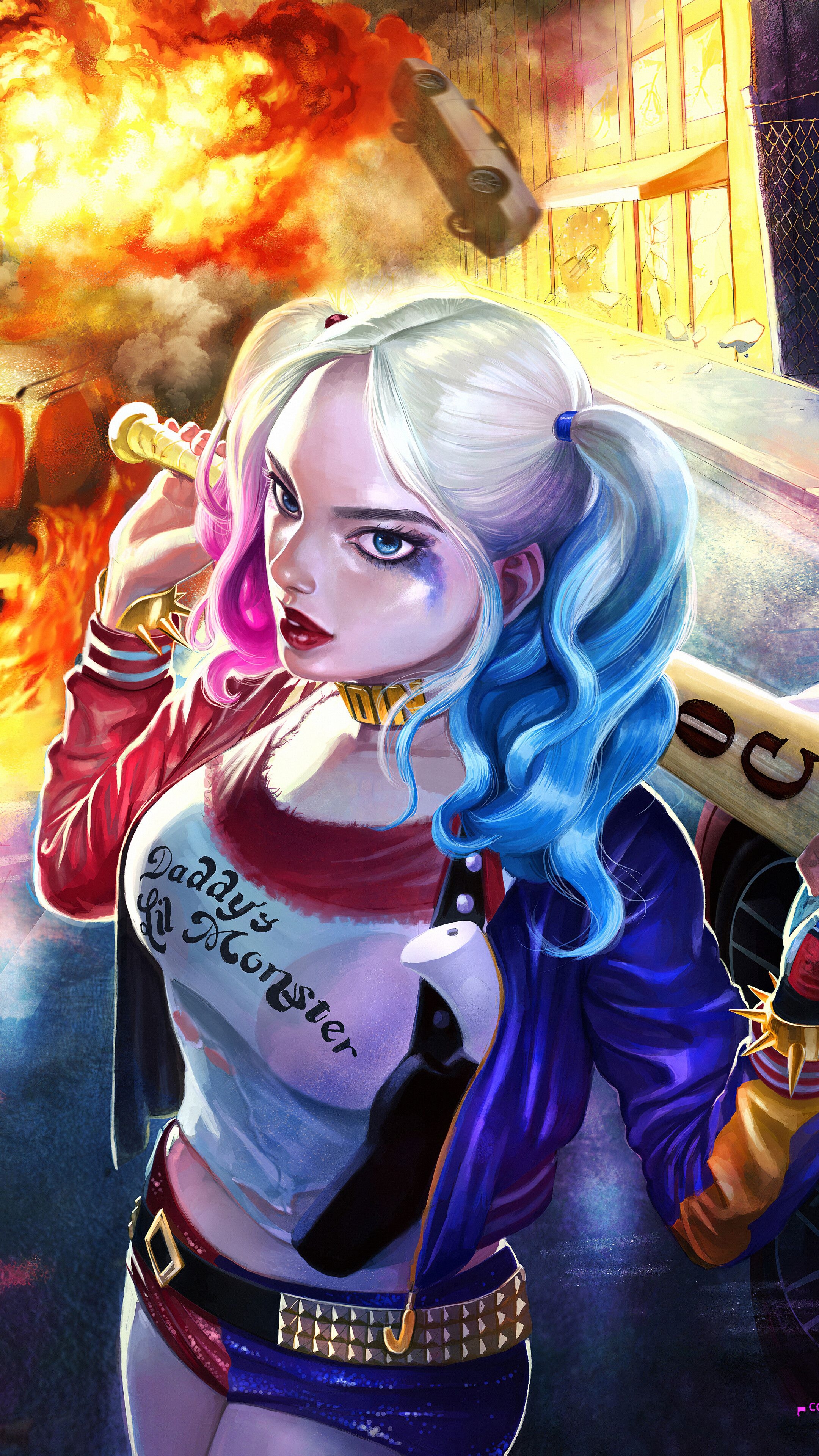 2160x3840 Harley Quinn, Baseball Bat, 4K iPhone 6s, 6 HD, Phone