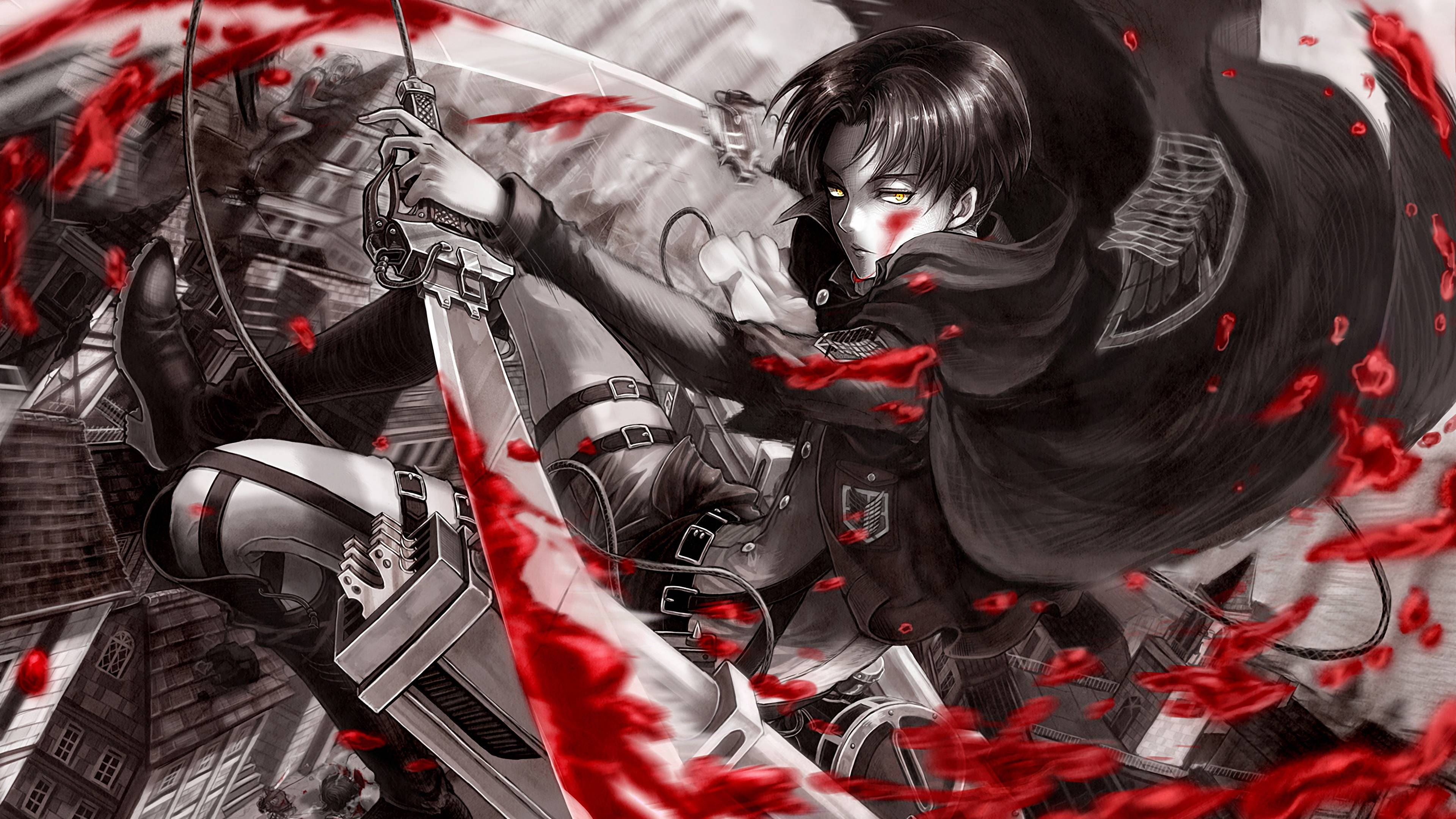 3840x2160 Download Bloody Fan Art Levi Ackerman Wallpaper, Desktop