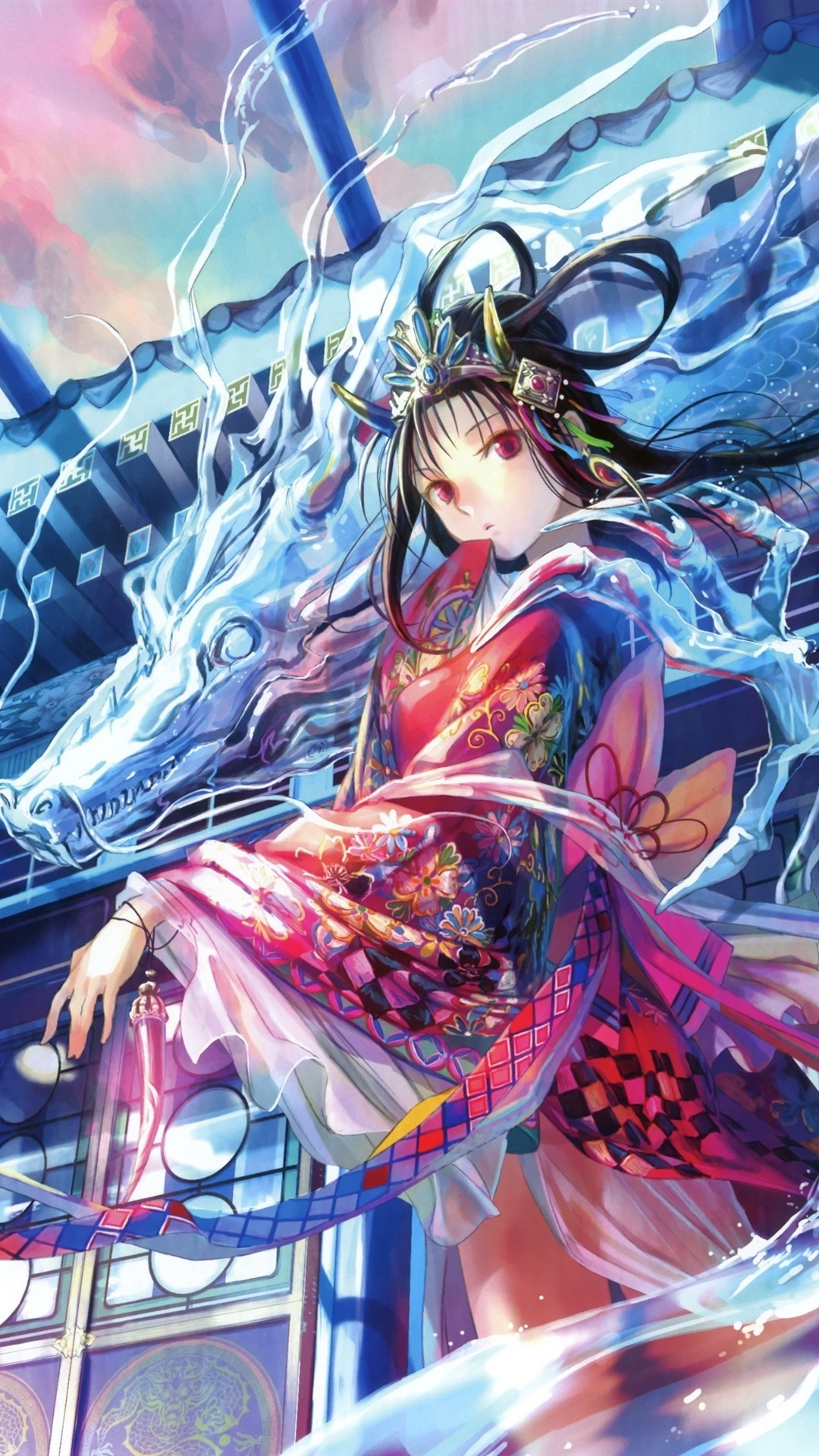 1080x1920 Japanese Woman And Dragon, Phone