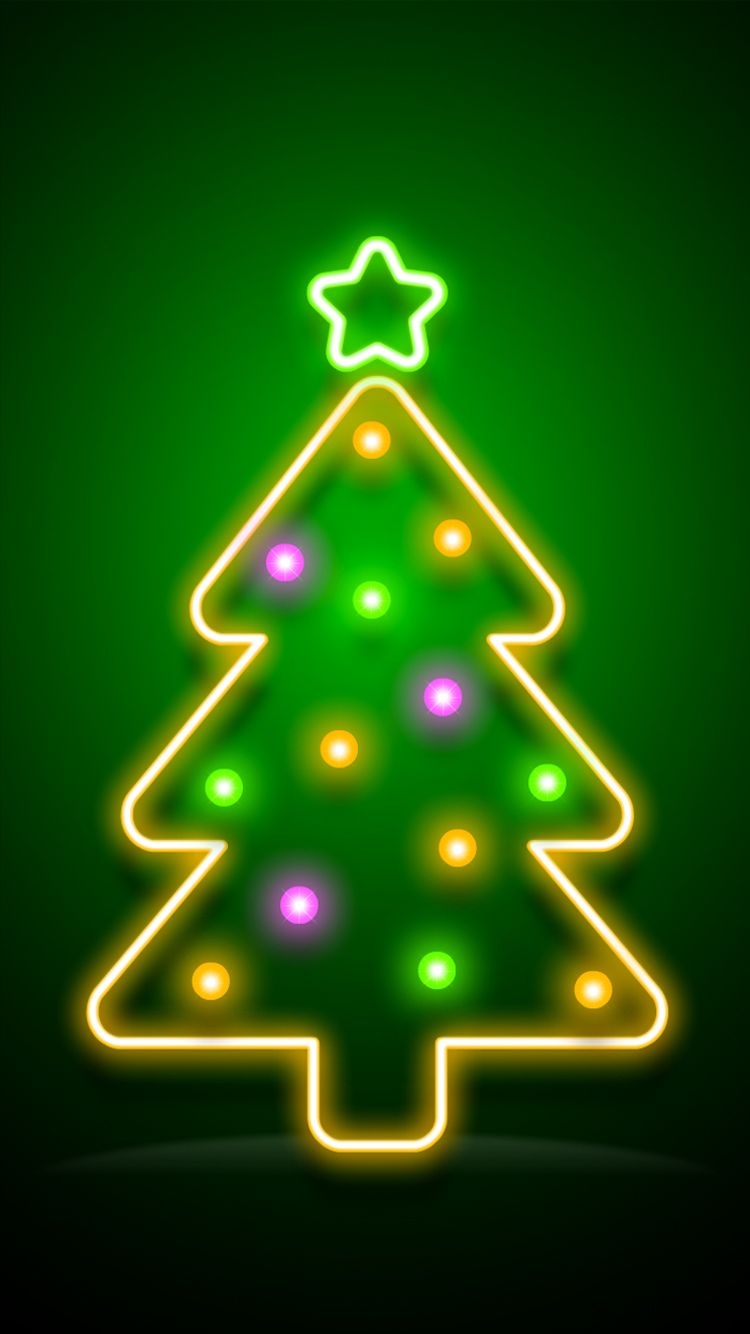 750x1340 iPhone Neon Christmas Wallpaper, Phone