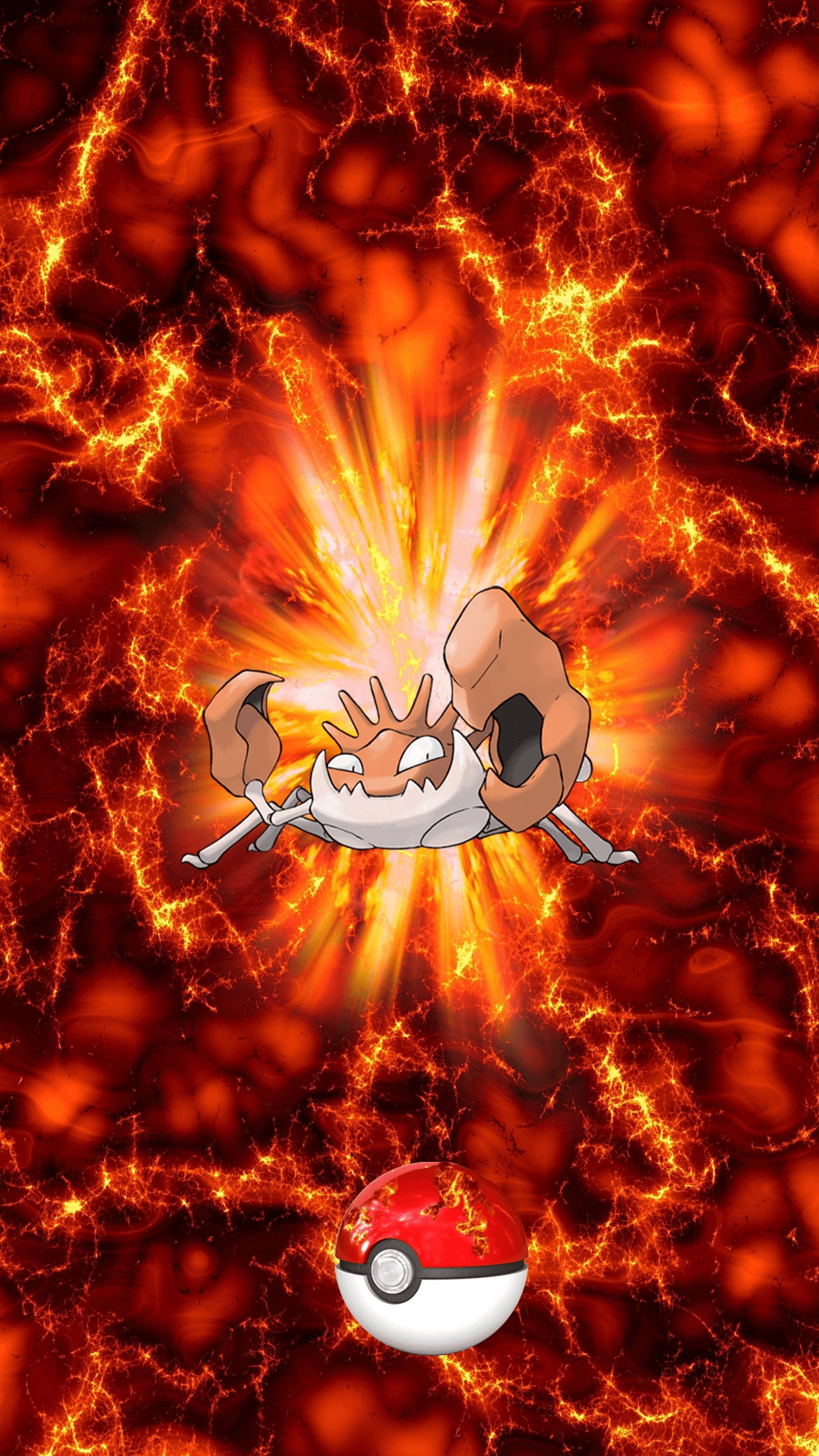 1250x2210 Fire Pokeball Kingler Kingler Krabby, Phone