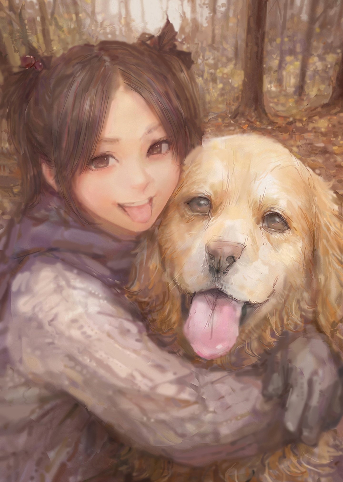 1440x2030 Dog friend original girl anime cute wallpaperx2025, Phone