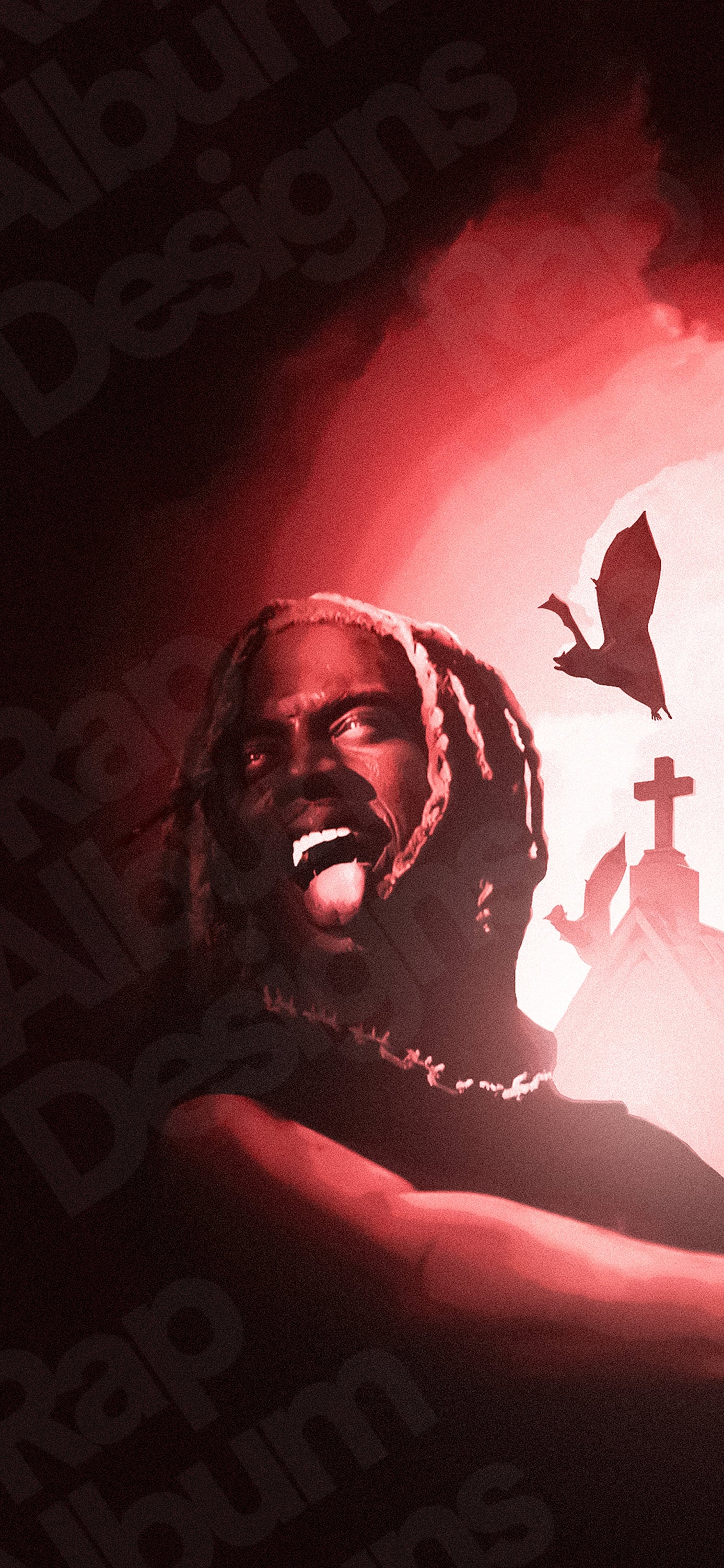 1390x3000 Whole Lotta Red Playboi Carti Vampire Wallpaper IOS DIGITAL, Phone