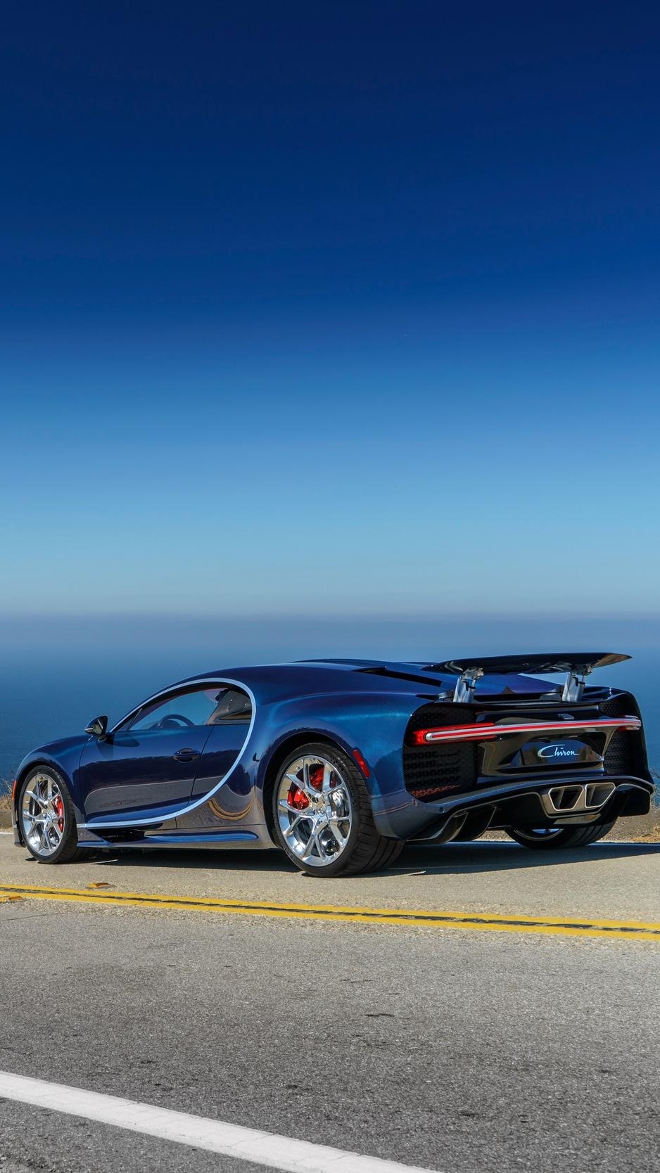 940x1670 Download wallpaper  bugatti, chiron, side view, road, Phone