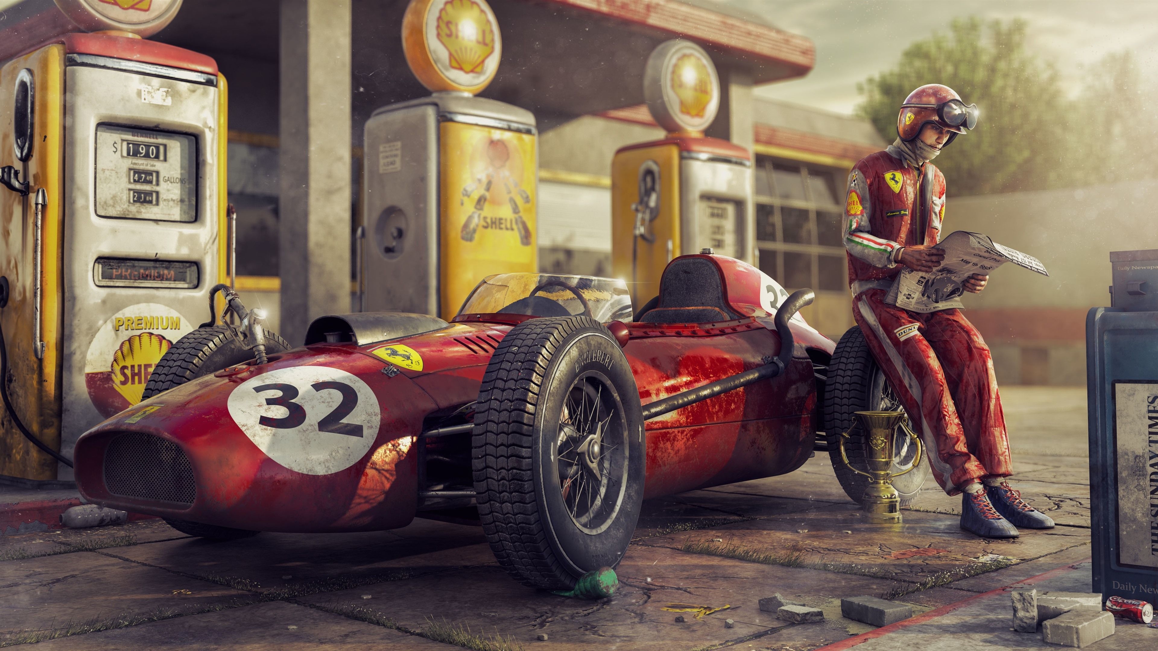 3840x2160 Wallpaper Ferrari F1 racing car, retro, driver  UHD 4K Picture, Image, Desktop