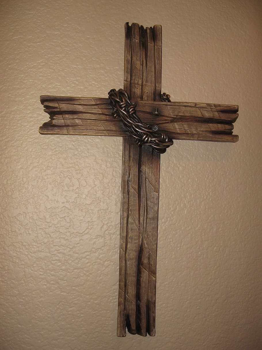 910x1220 HD wallpaper: brown wooden cross wall display, jesus, christianity, faith, god, Phone