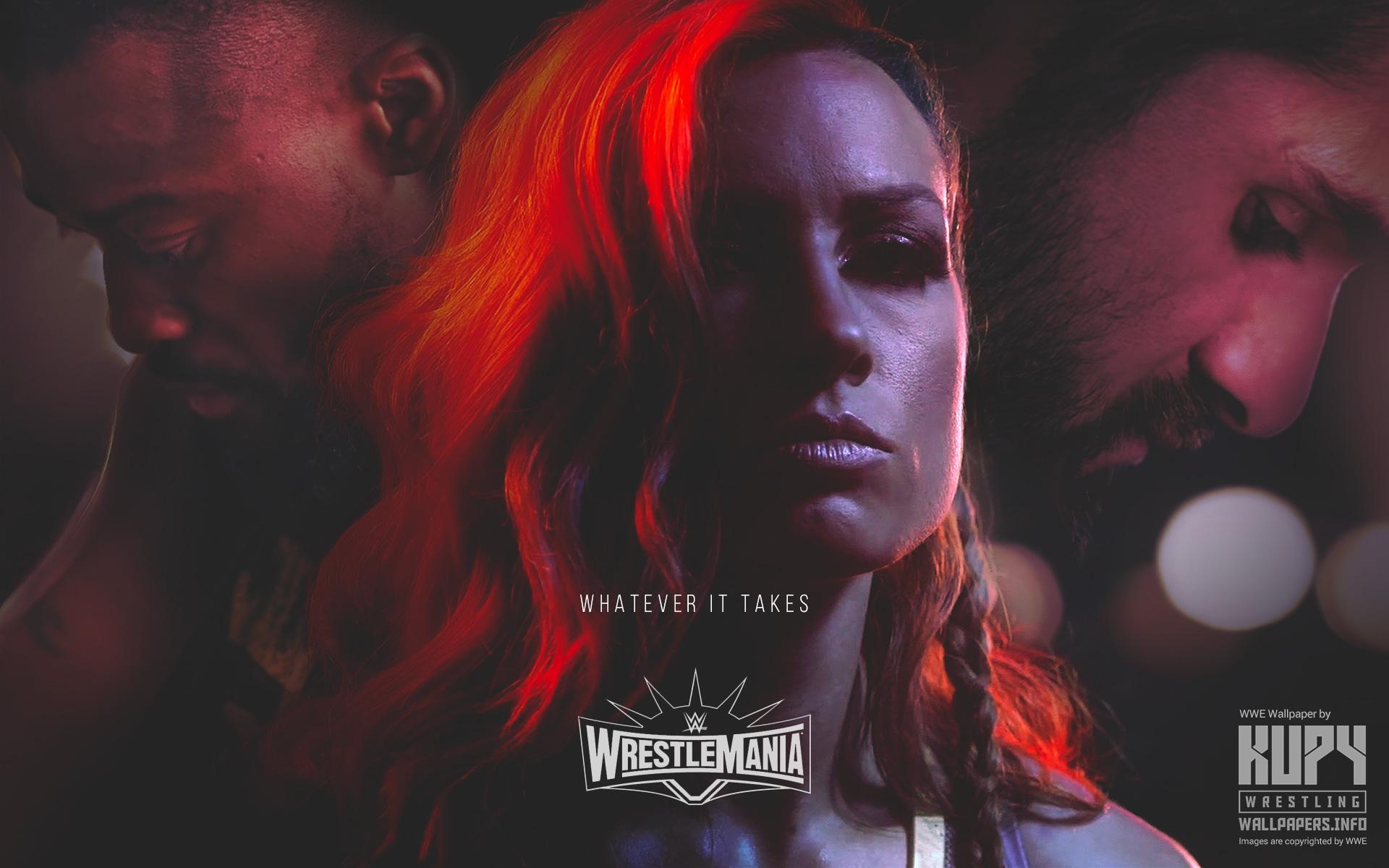 1920x1200 Becky Lynch, Kofi Kingston and Seth Rollins WrestleMania 35, Desktop