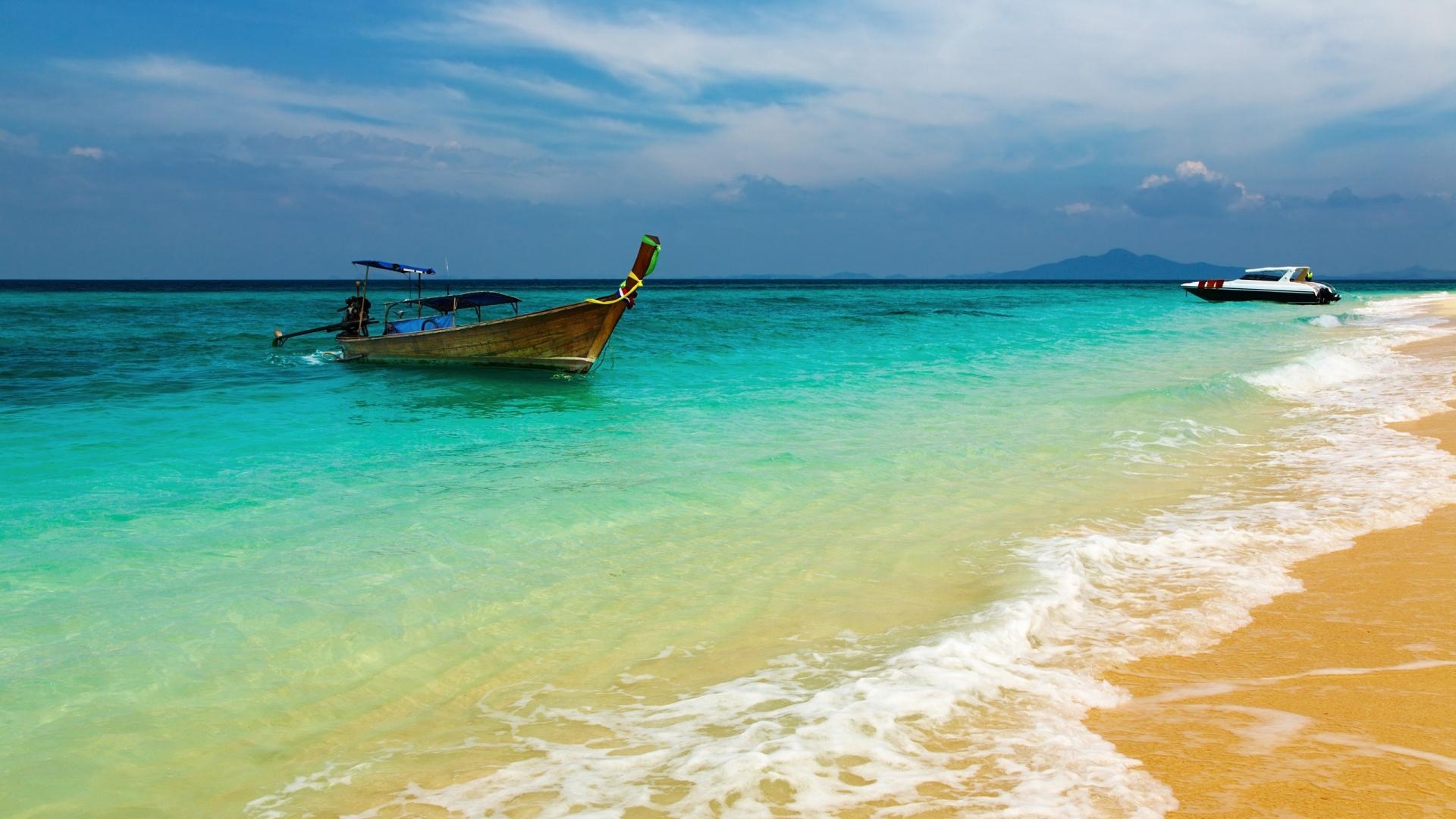 1920x1080 Full HD Wallpaper boat beach azure ocean goa india foam, Desktop, Desktop