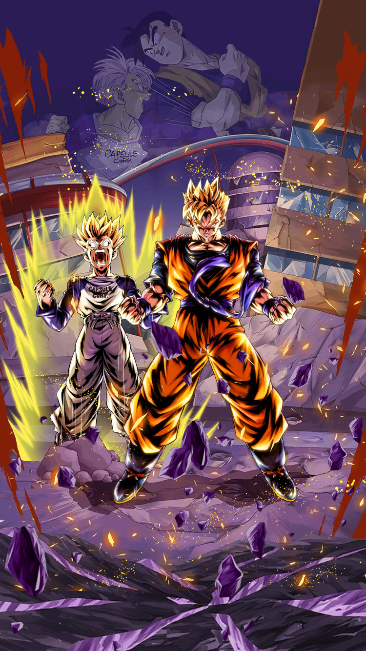 750x1340 Super Saiyan at last! A little iPhone 7 wallpaper I made featuring Android Saga Gohan and Trunks, Phone