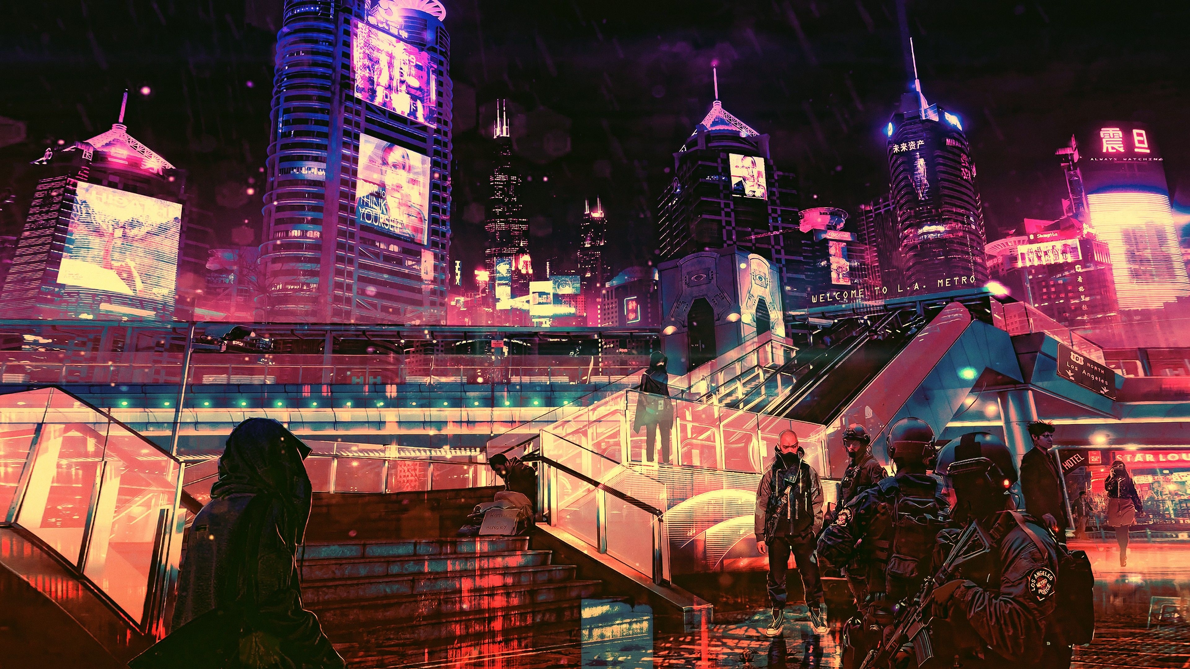 3840x2160 futuristic, cyberpunk, future world, 4K - Samsung, Desktop